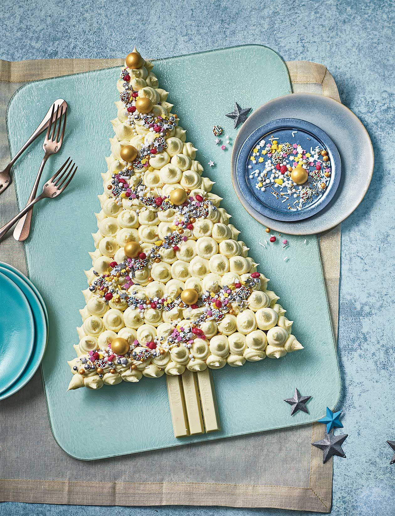 White choc chip brownie Christmas tree recipe | Sainsbury`s Magazine