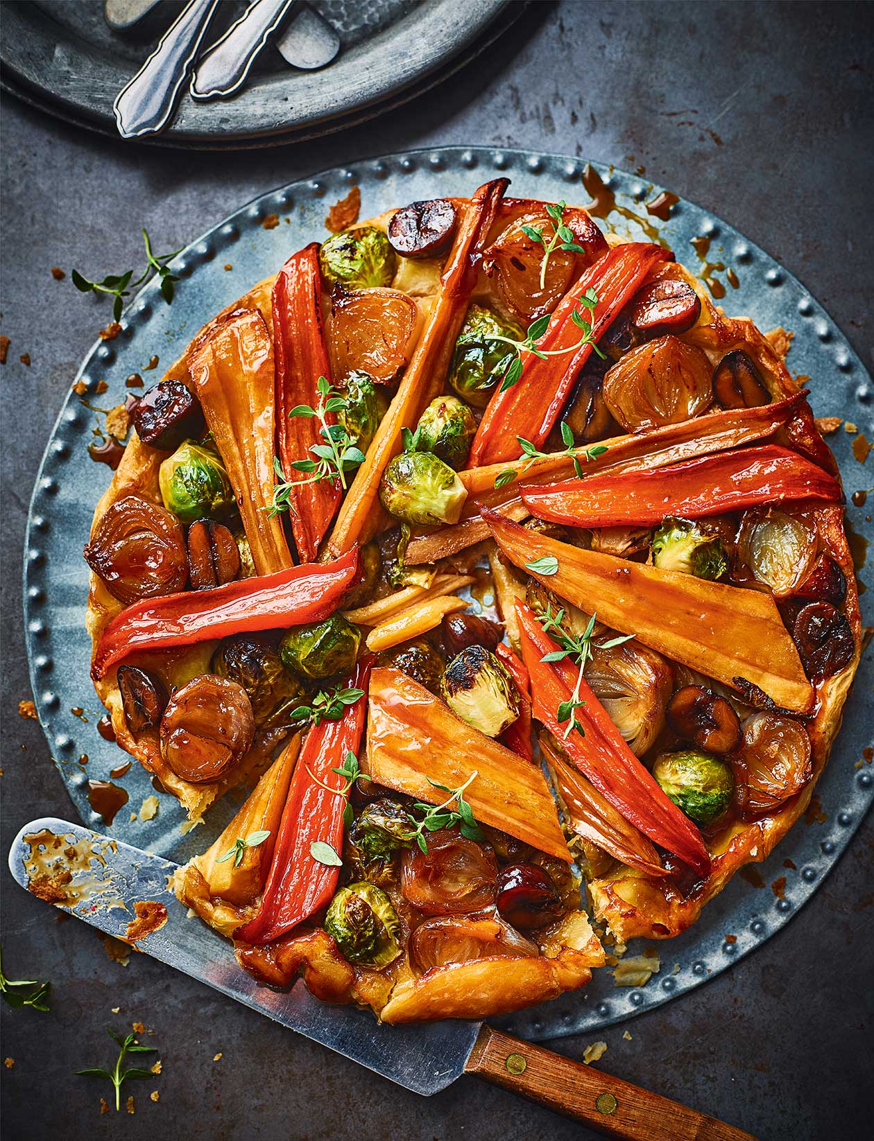 Christmas veggie tarte tatin recipe | Sainsbury`s Magazine