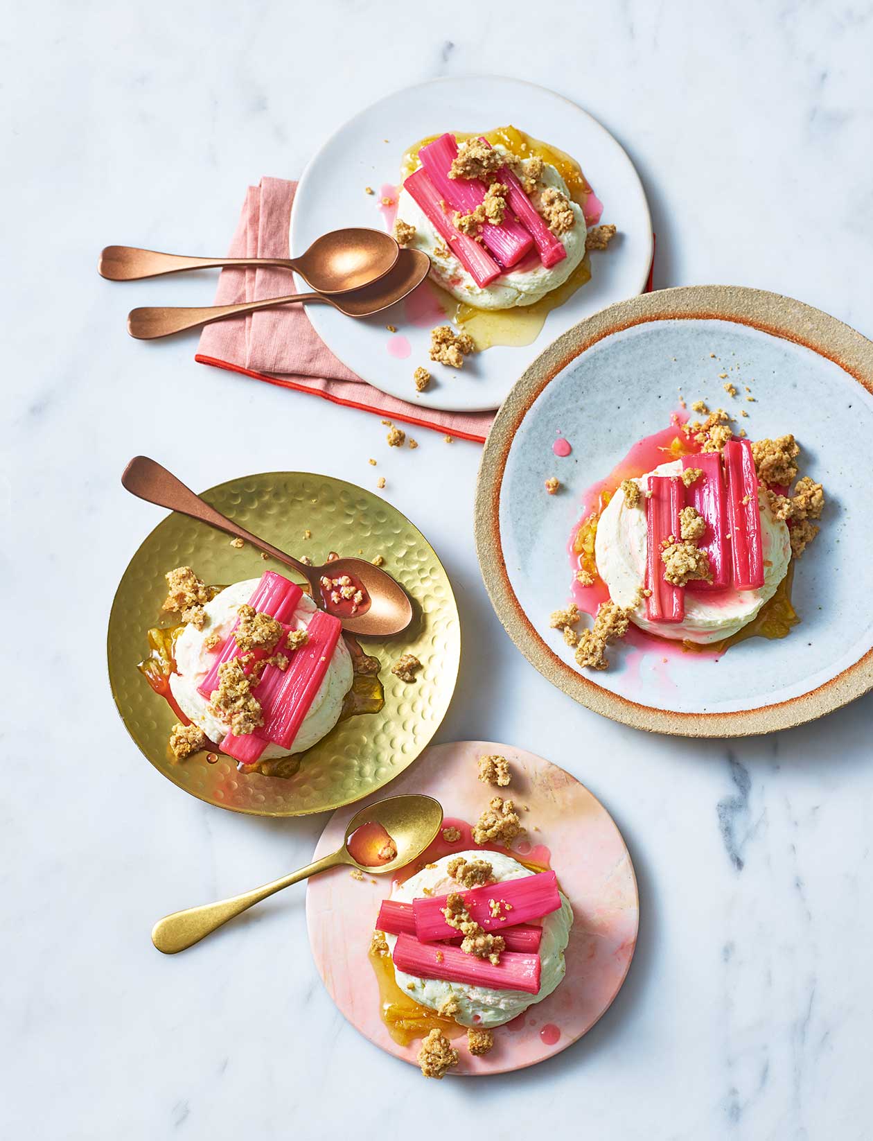 Rhubarb cheesecake with white chocolate crumble recipe | Sainsbury`s Magazine