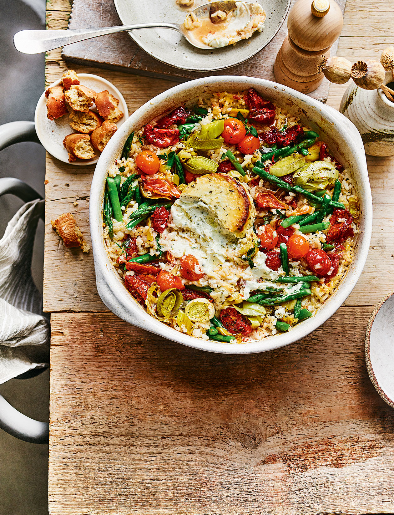 Cheesy oven-baked risotto recipe | Sainsbury`s Magazine