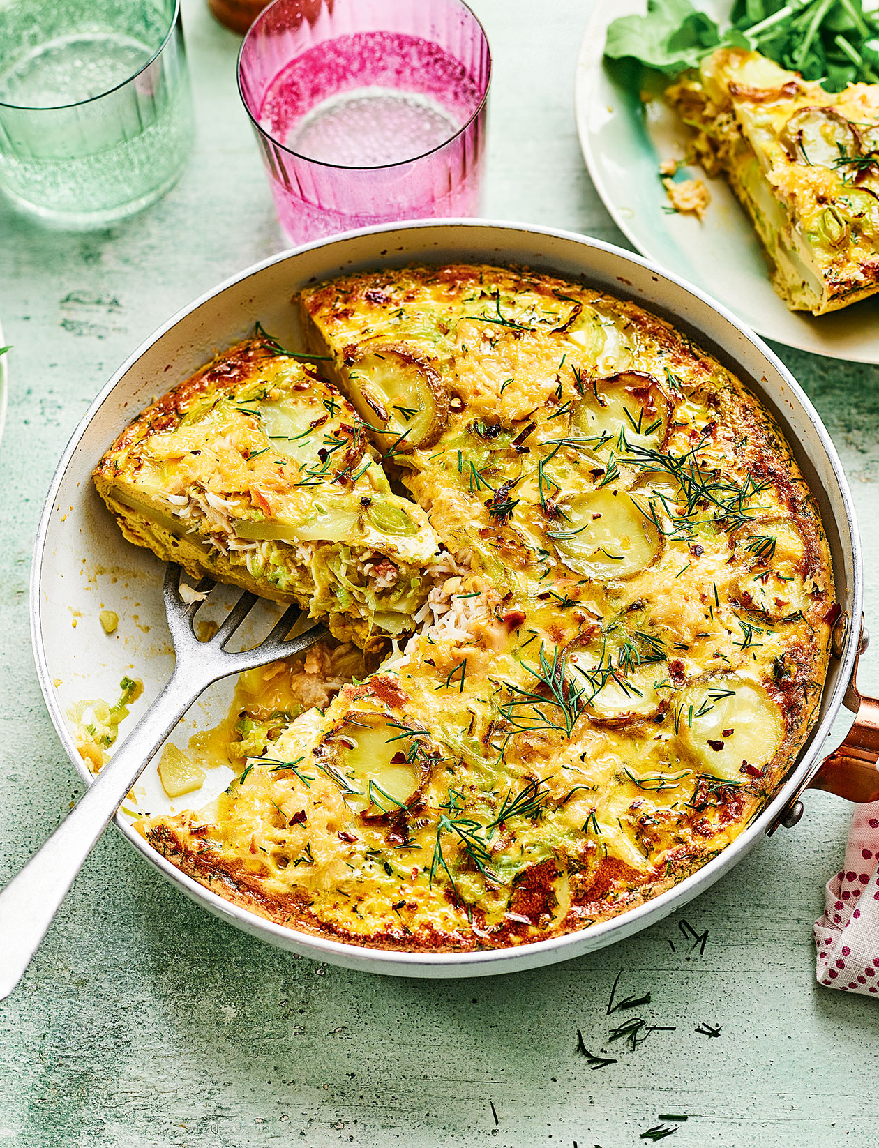 Jersey Royal and crab frittata recipe Sainsbury`s Magazine