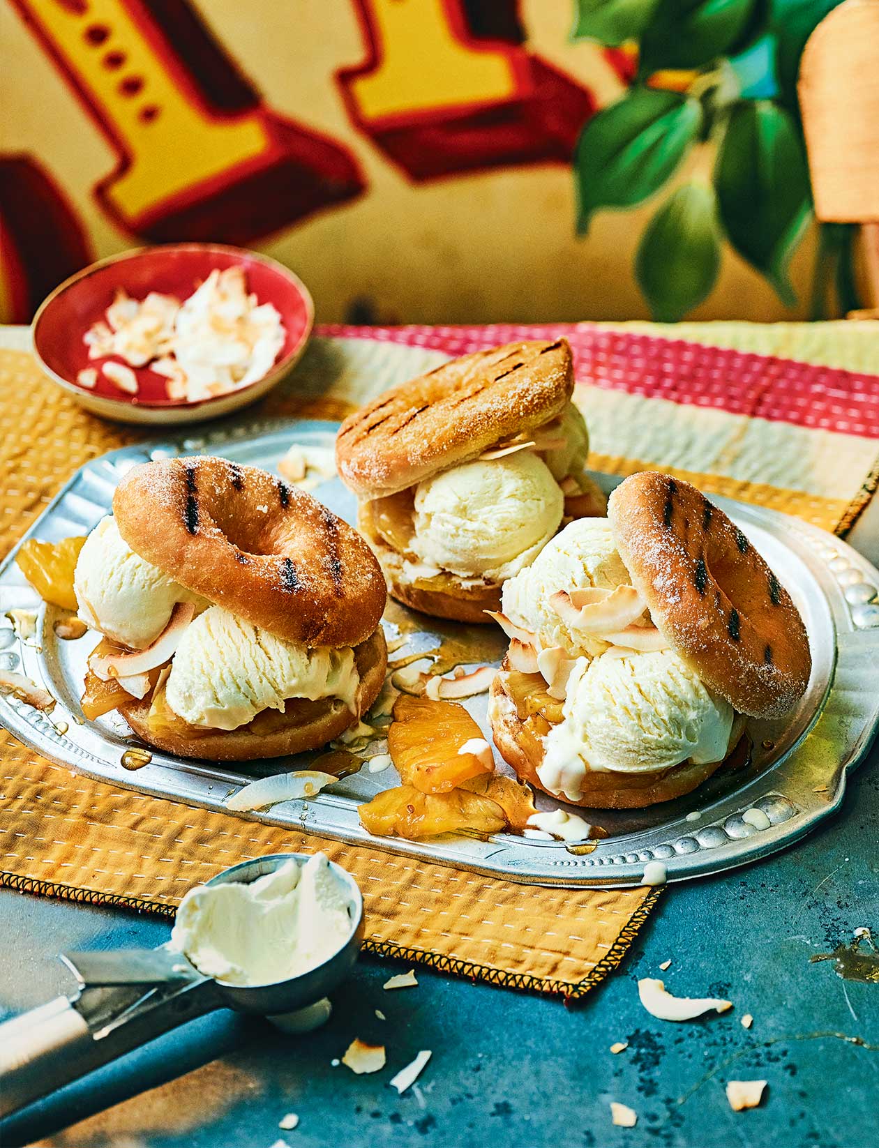 Grilled piña colada doughnuts recipe | Sainsbury`s Magazine