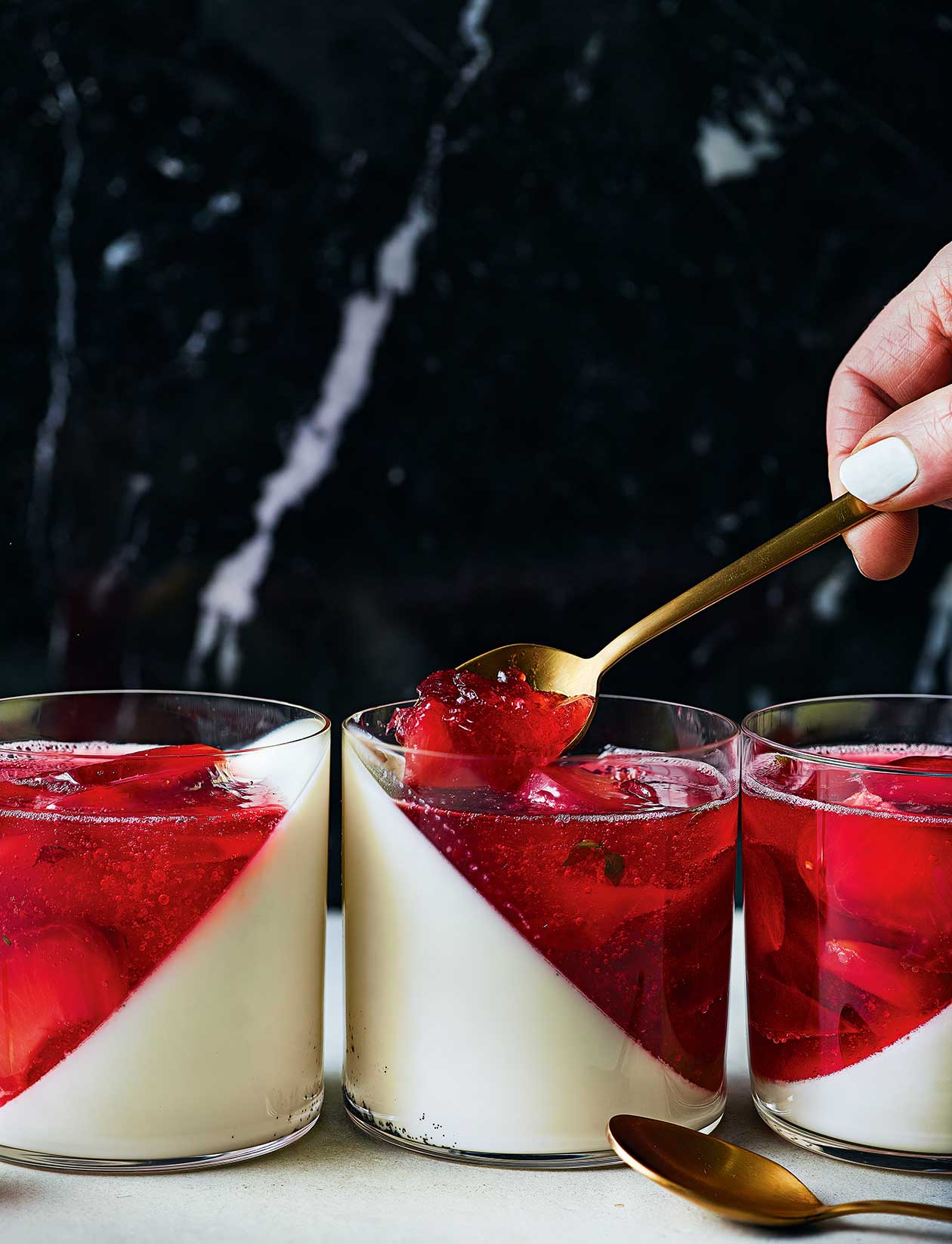 Vanilla panna cotta with pickled plum jelly recipe | Sainsbury`s Magazine