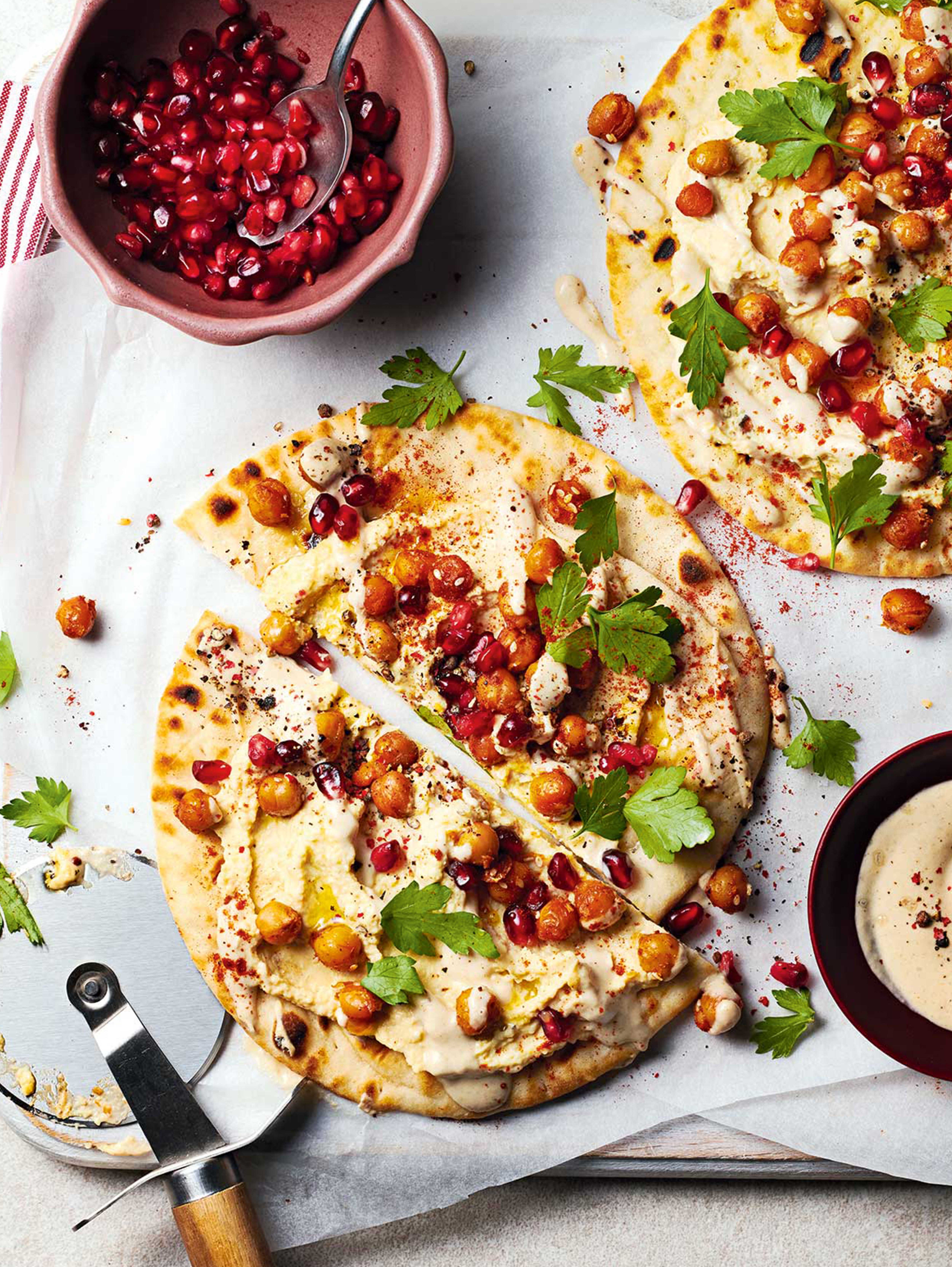 Houmous flatbread pizzas recipe | Sainsbury`s Magazine