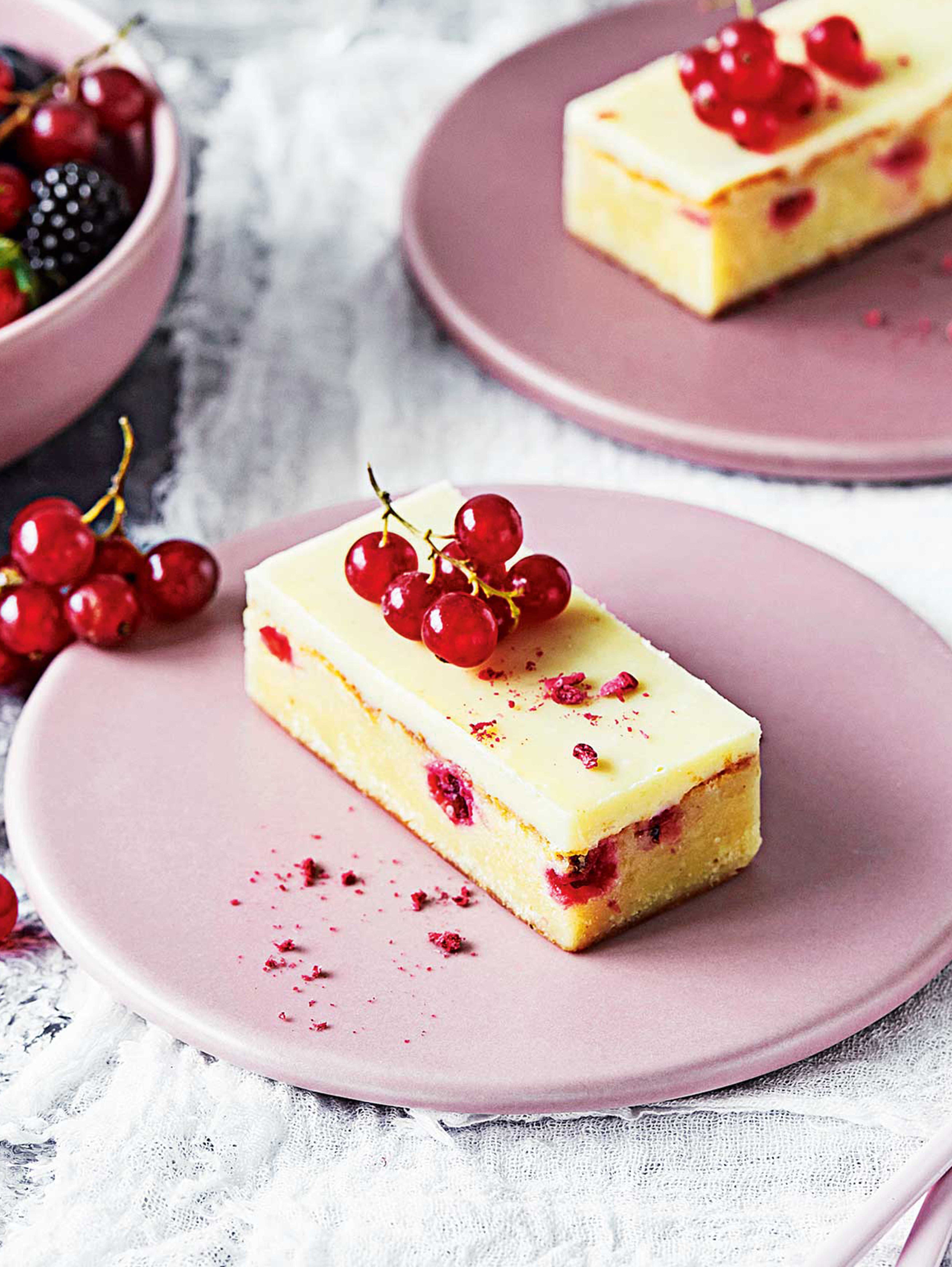 Redcurrant and white chocolate blondies recipe | Sainsbury`s Magazine