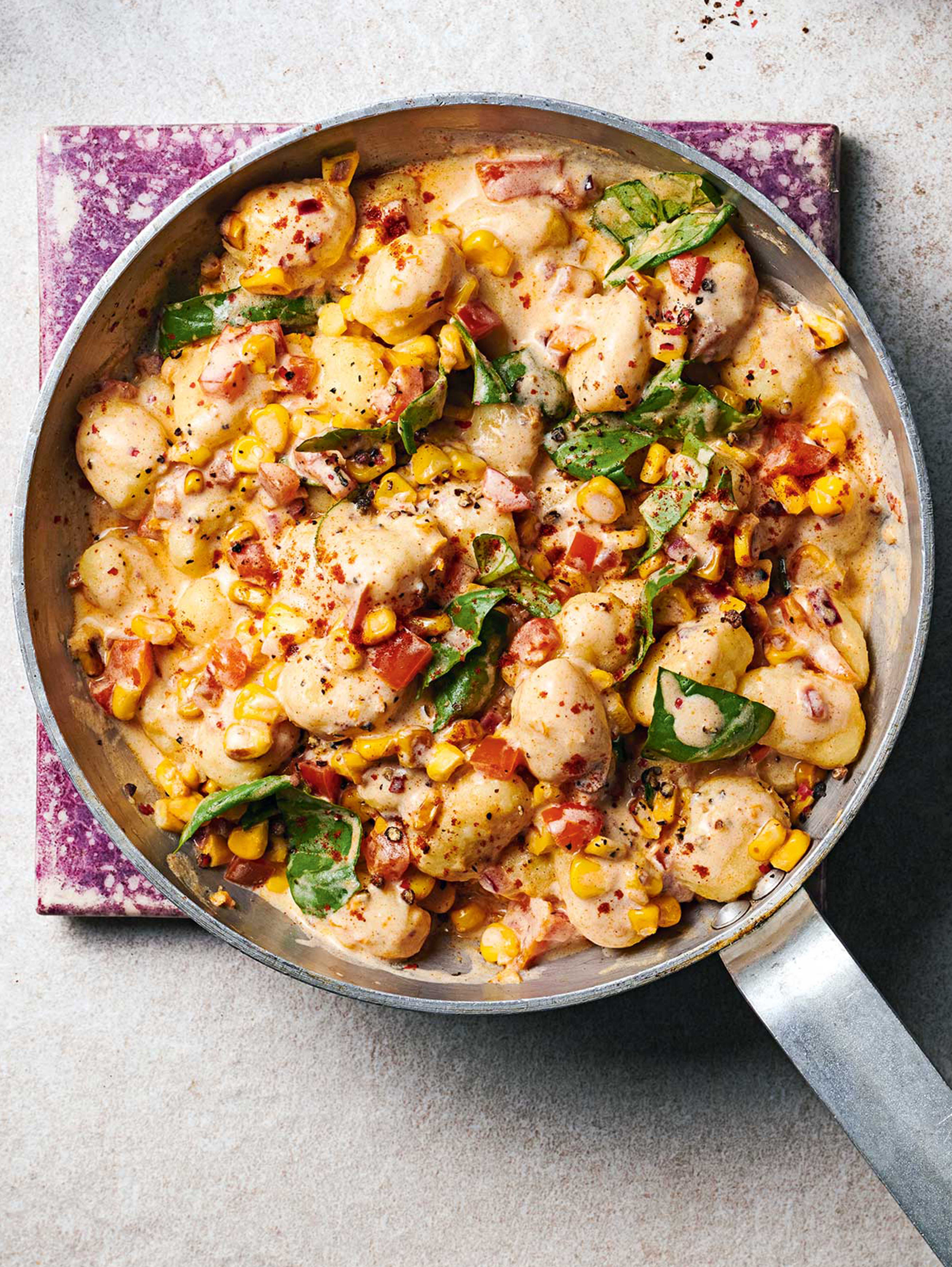 Gnocchi with smoky corn and peppers recipe | Sainsbury`s Magazine