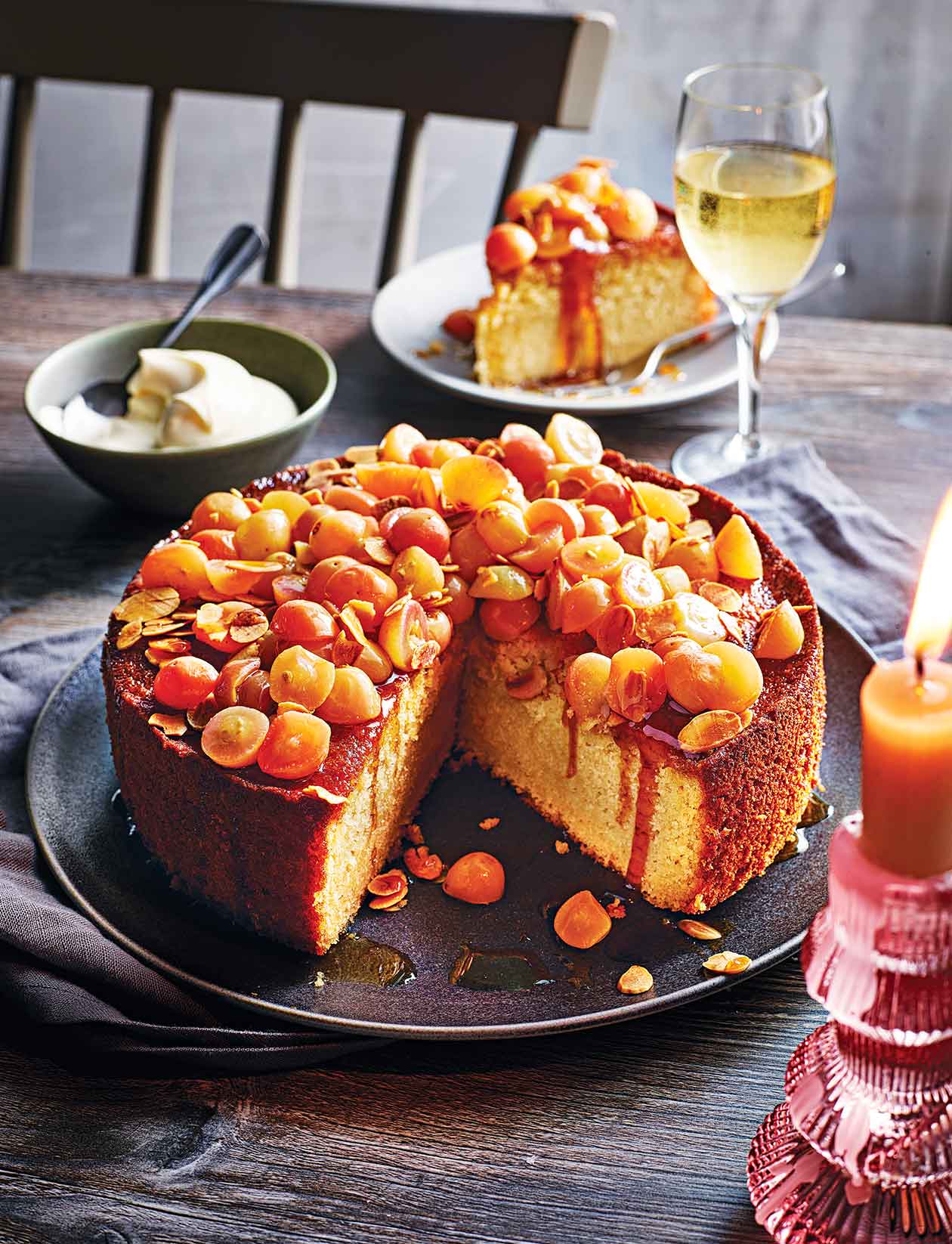 Grape and almond sweet wine cake recipe Sainsbury`s Magazine