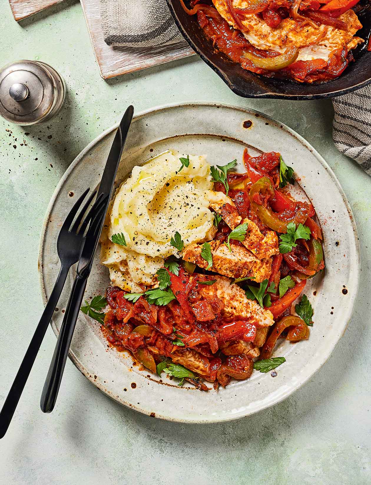 Saucy turkey steaks with a parmesan mash recipe | Sainsbury`s Magazine