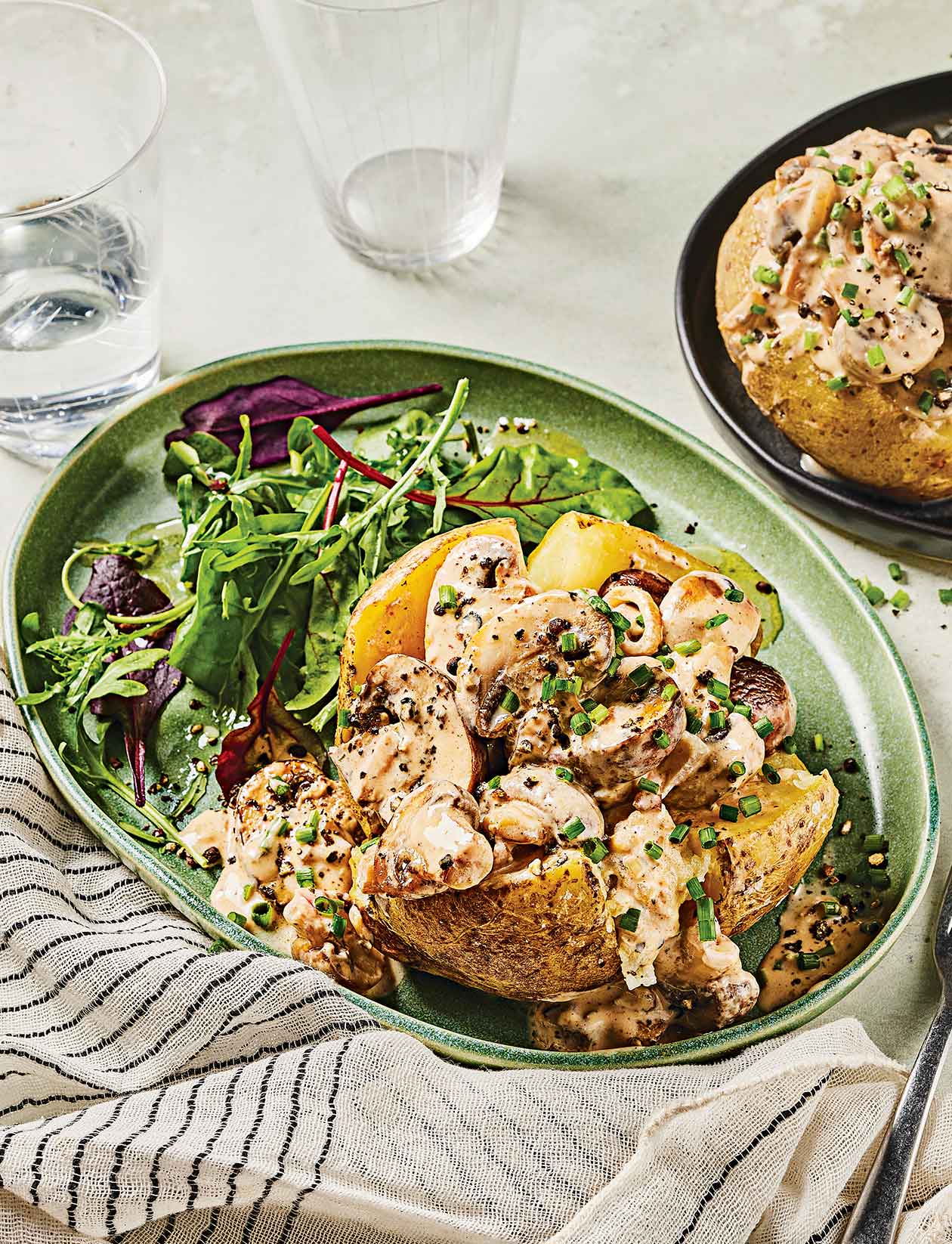 Speedy stroganoff jacket potatoes recipe | Sainsbury's Magazine