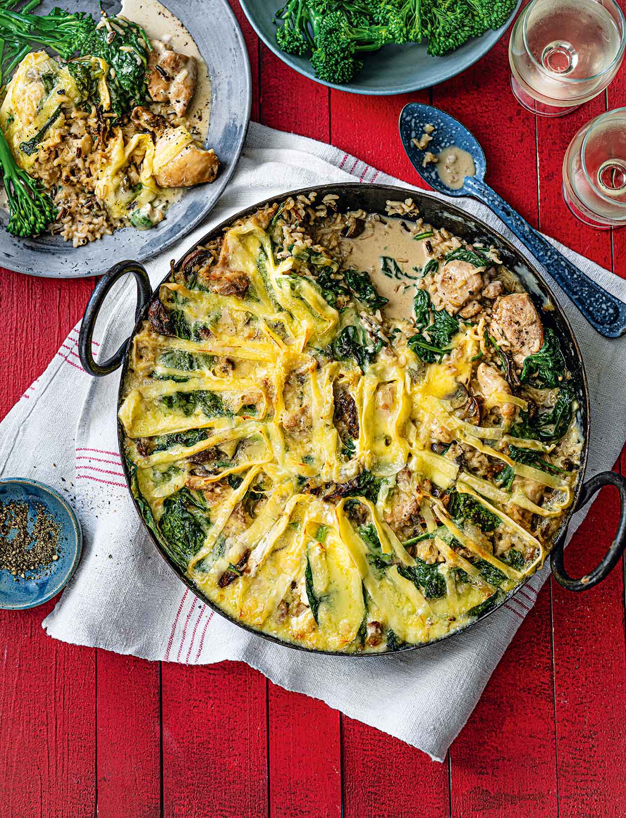 Chicken and wild rice bake with truffled brie crust recipe | Sainsbury`s Magazine