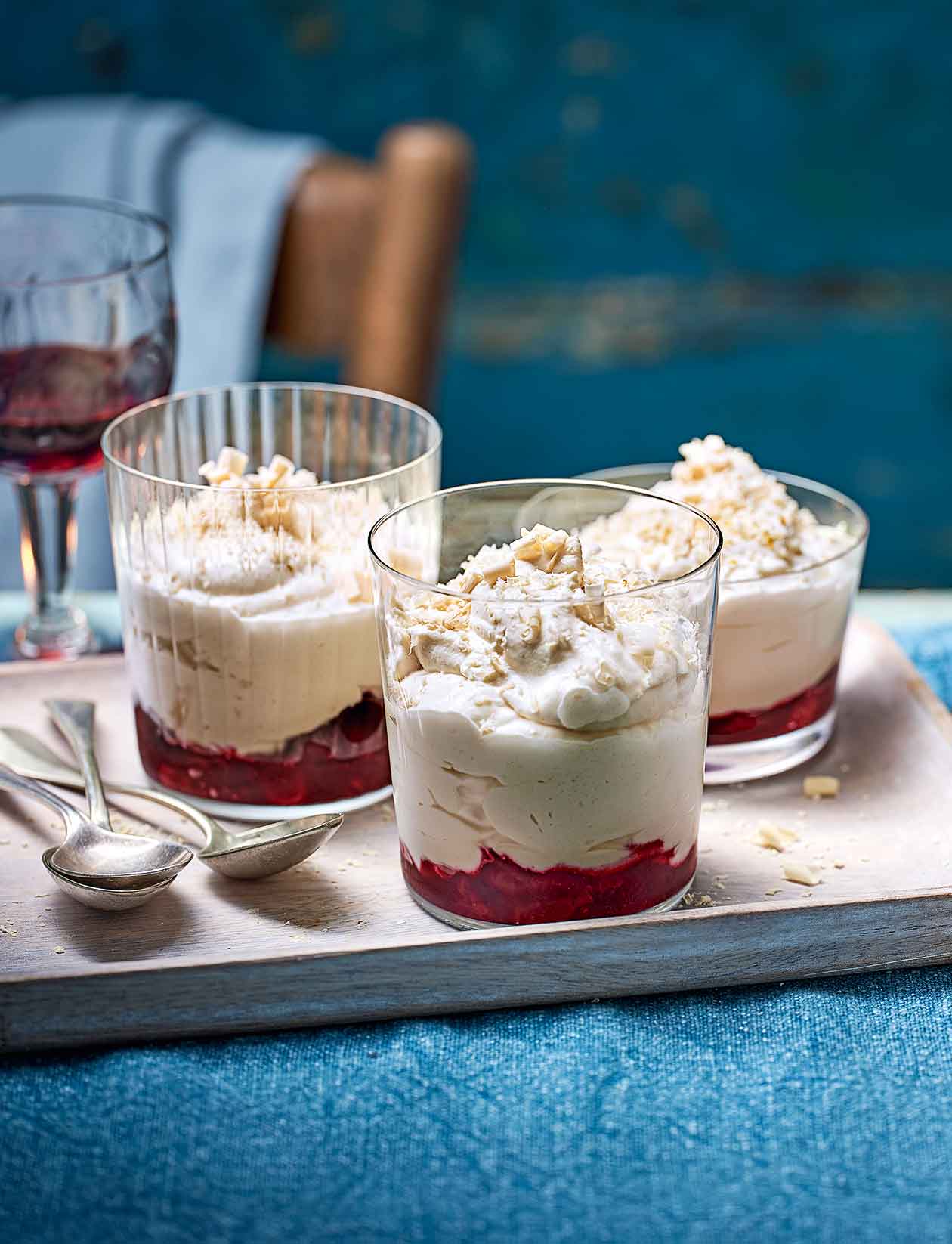 Caramelised white chocolate mousse with forest fruits recipe | Sainsbury`s Magazine