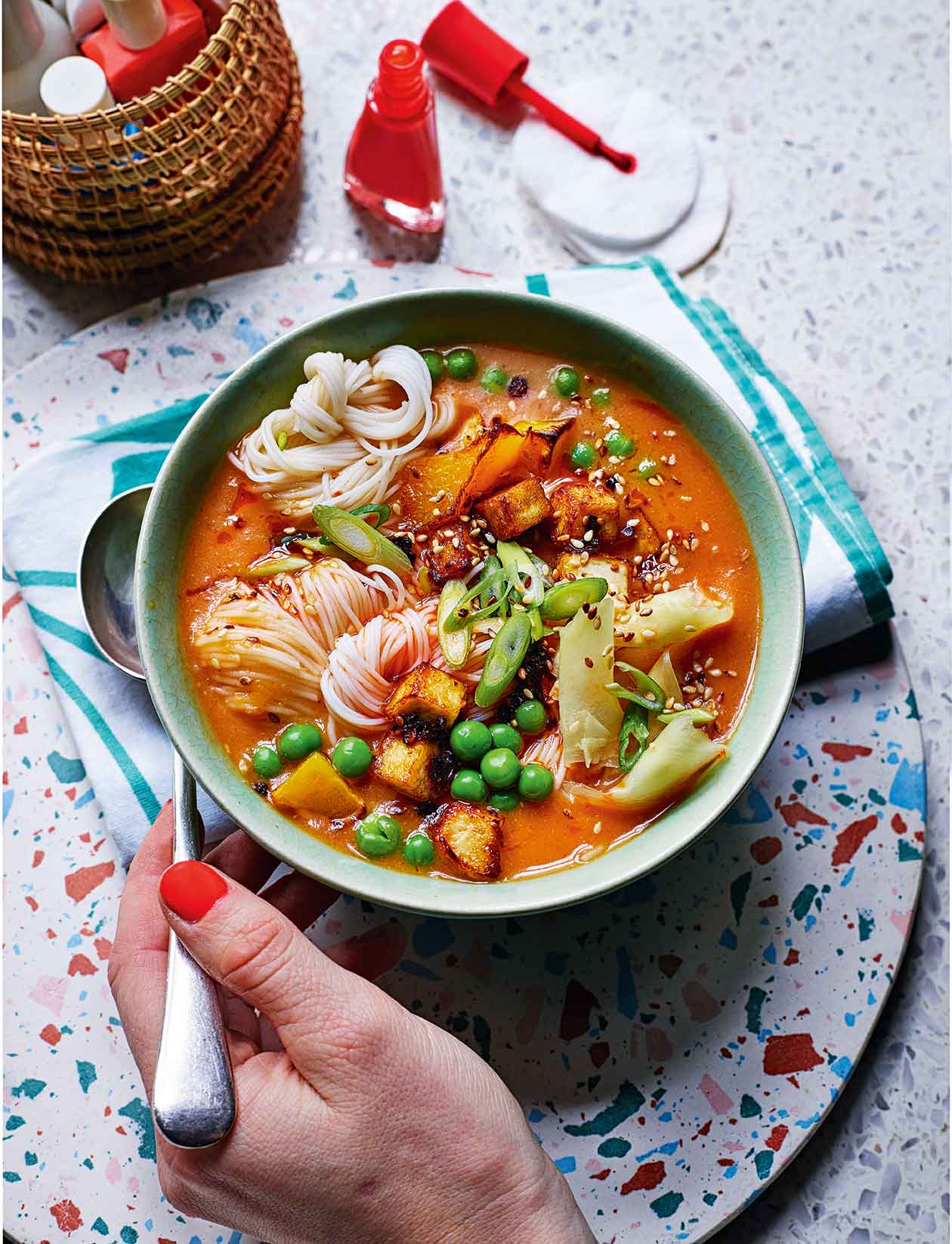 Sticky gochujang and roasted squash noodle soup recipe | Sainsbury`s Magazine