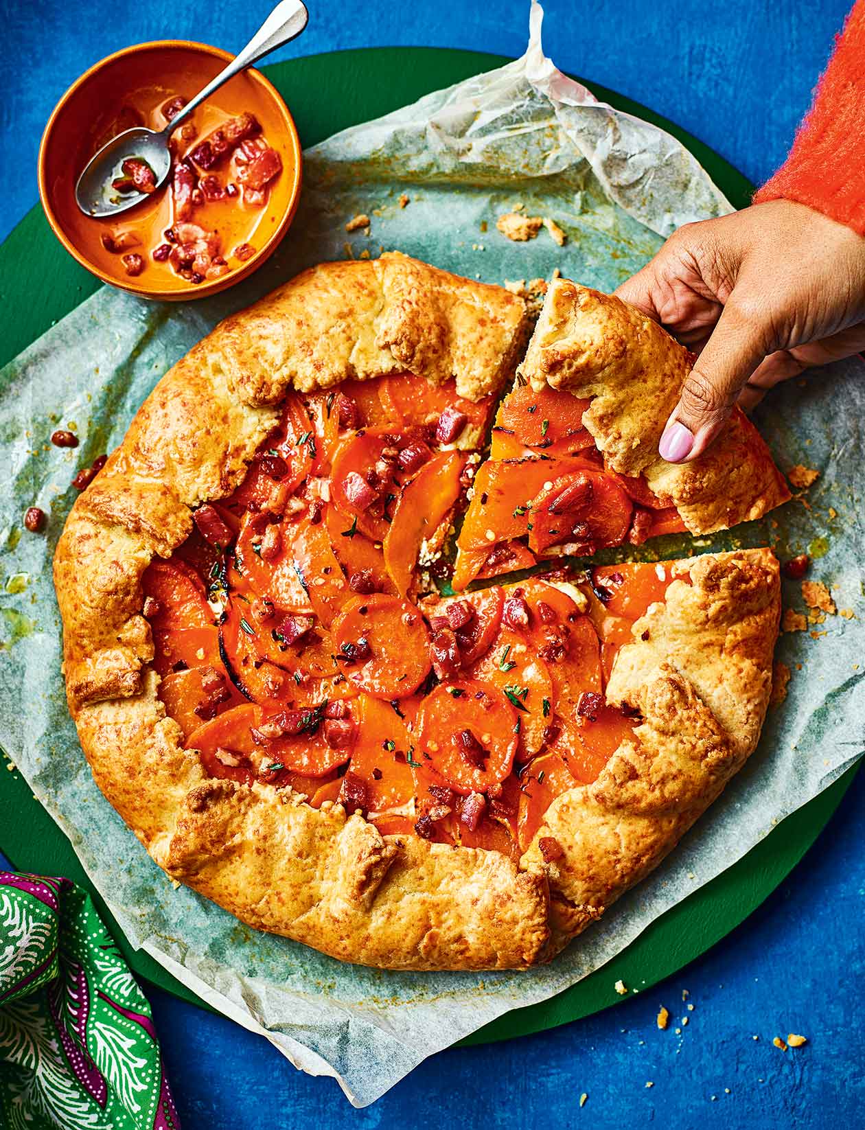 Squash and sweet potato galette with bacon butter recipe | Sainsbury`s Magazine