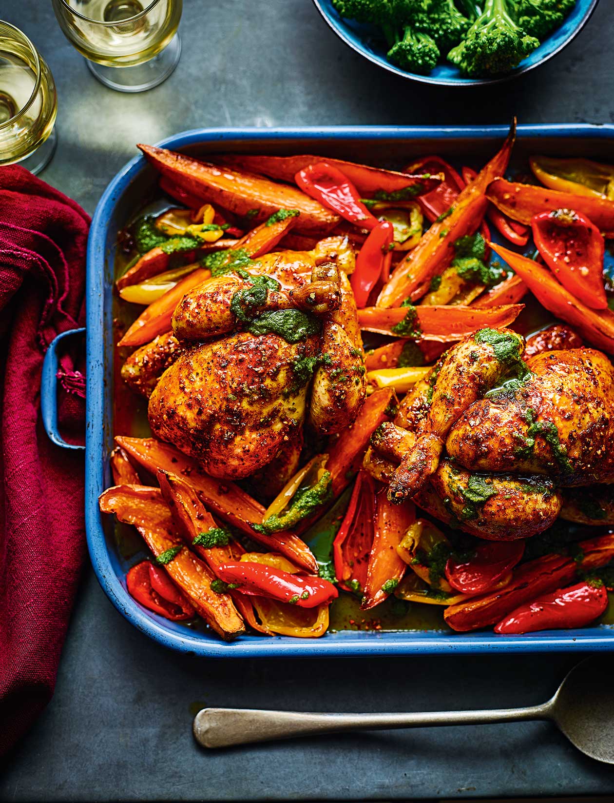 Peri peri poussins with coriander salsa recipe | Sainsbury`s Magazine