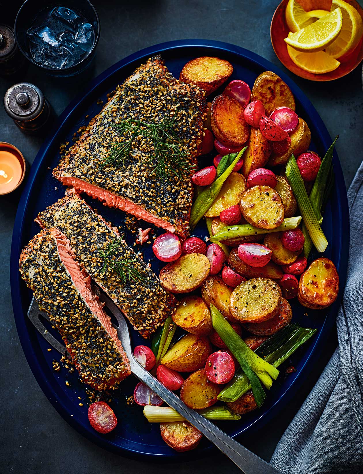Everything seasoning salmon roast recipe | Sainsbury`s Magazine