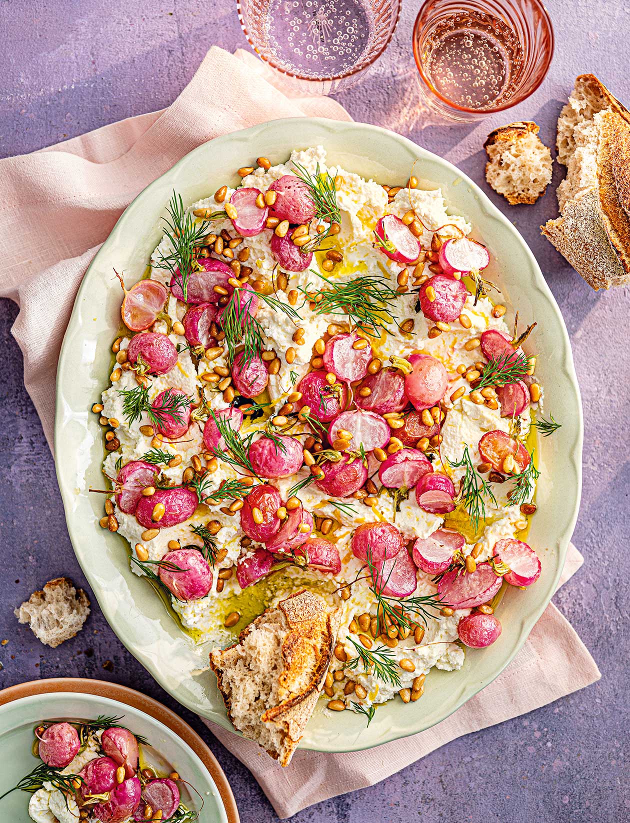 Goats Cheese Rousse Goat's cheese mousse with roasted radishes recipe | Sainsbury`s Magazine