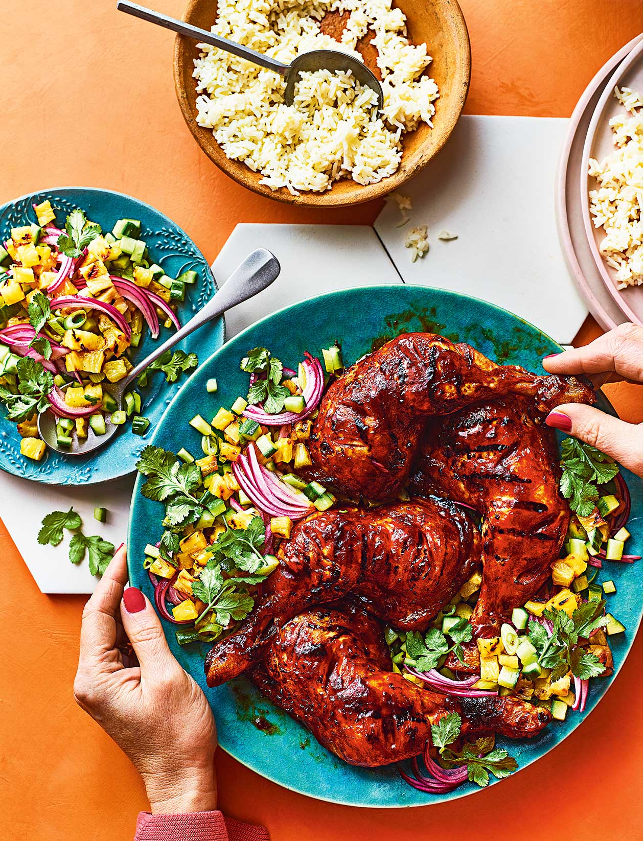 Huli-huli chicken with grilled pineapple salsa recipe | Sainsbury`s Magazine