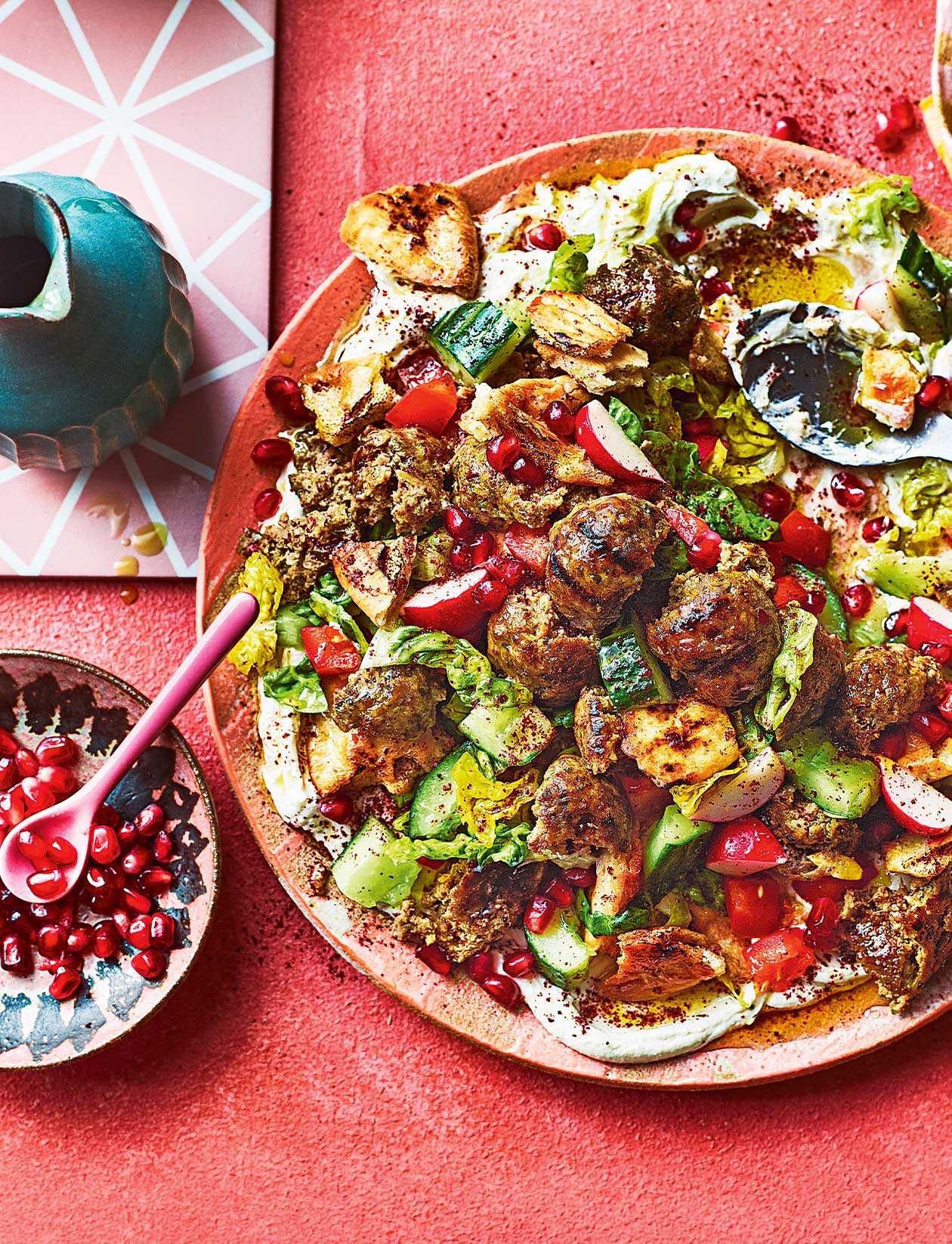 Lamb meatball pitta salad recipe | Sainsbury`s Magazine