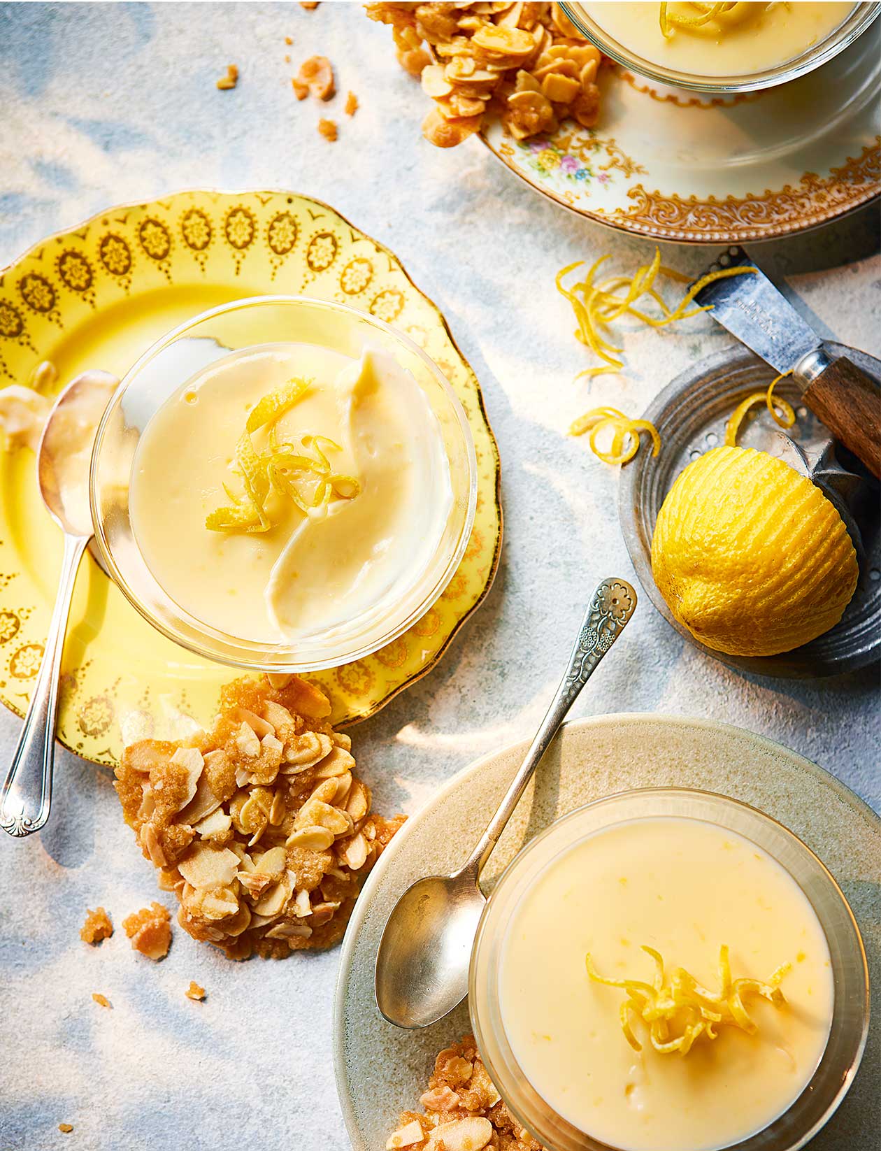 Lemon posset with almond snaps recipe | Sainsbury`s Magazine