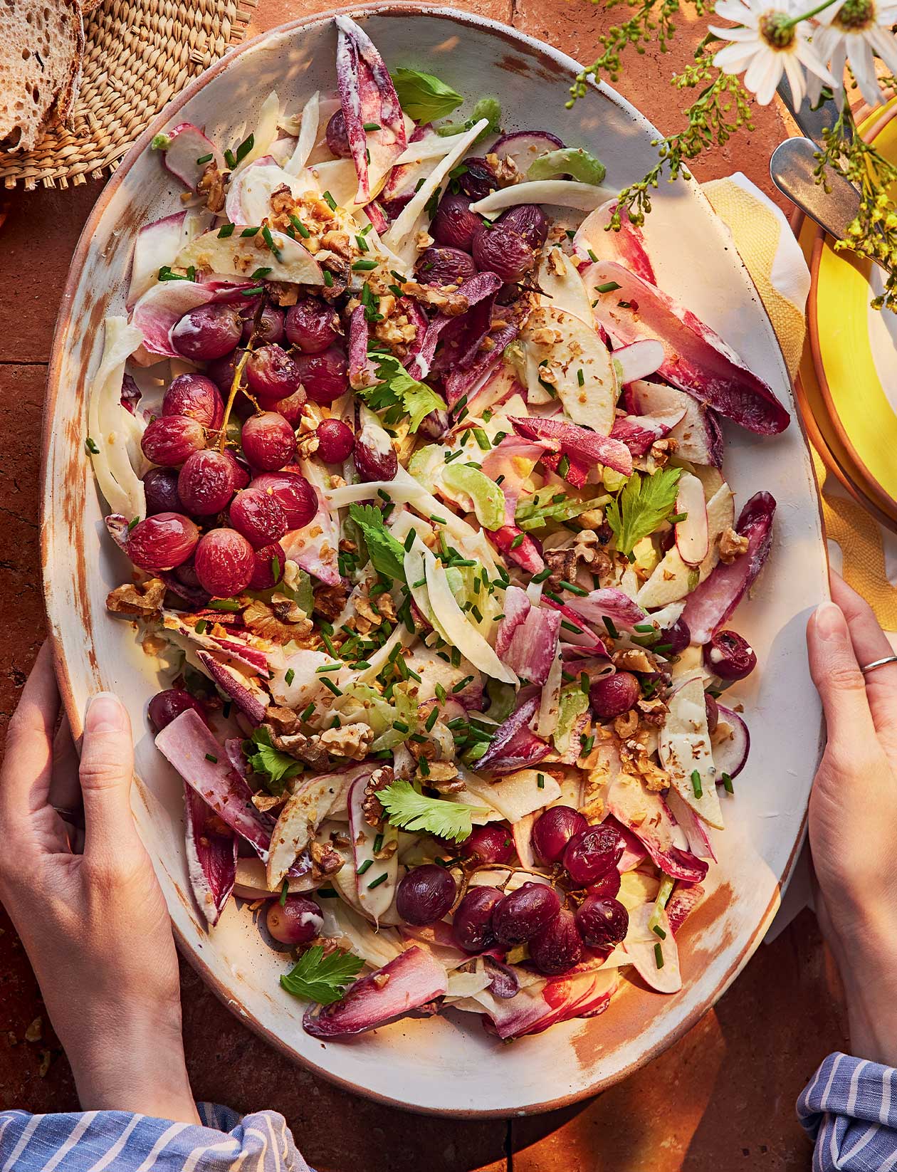 Waldorf with roasted grapes and fennel recipe | Sainsbury`s Magazine