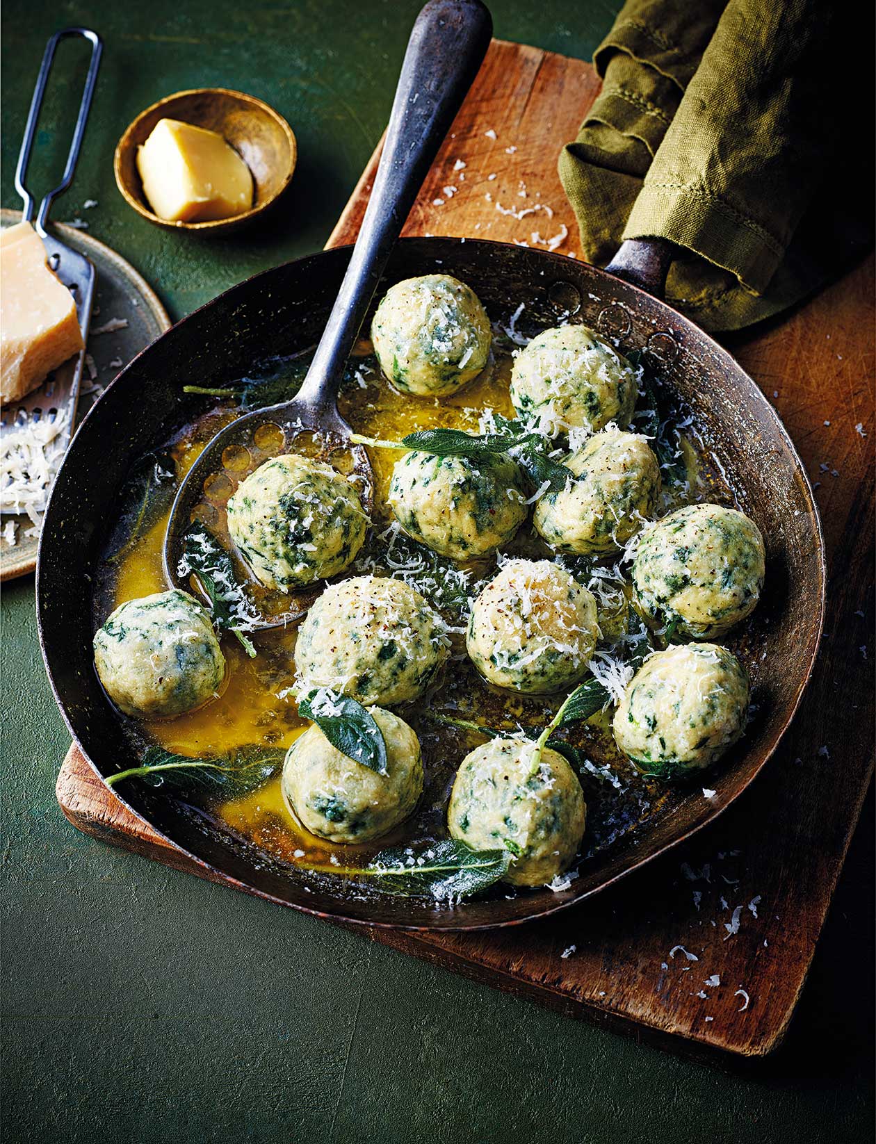Spinach gnudi with sage butter recipe | Sainsbury`s Magazine