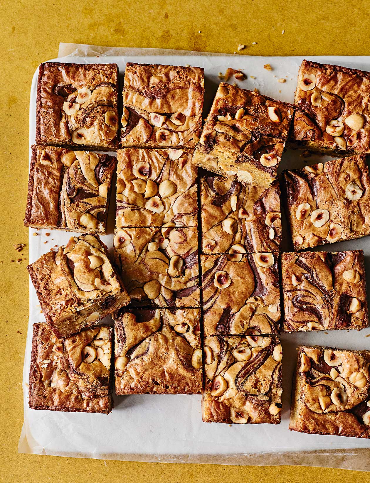 Chocolate-hazelnut ripple blondies recipe | Sainsbury`s Magazine