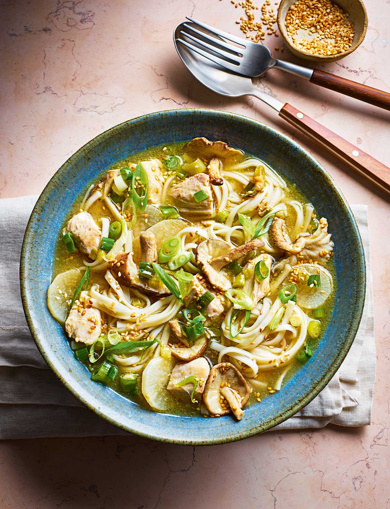 Shiitake, chicken and miso noodle soup recipe | Sainsbury's Magazine