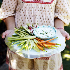 Chilli and coriander dip with crudites | Sainsbury`s Magazine