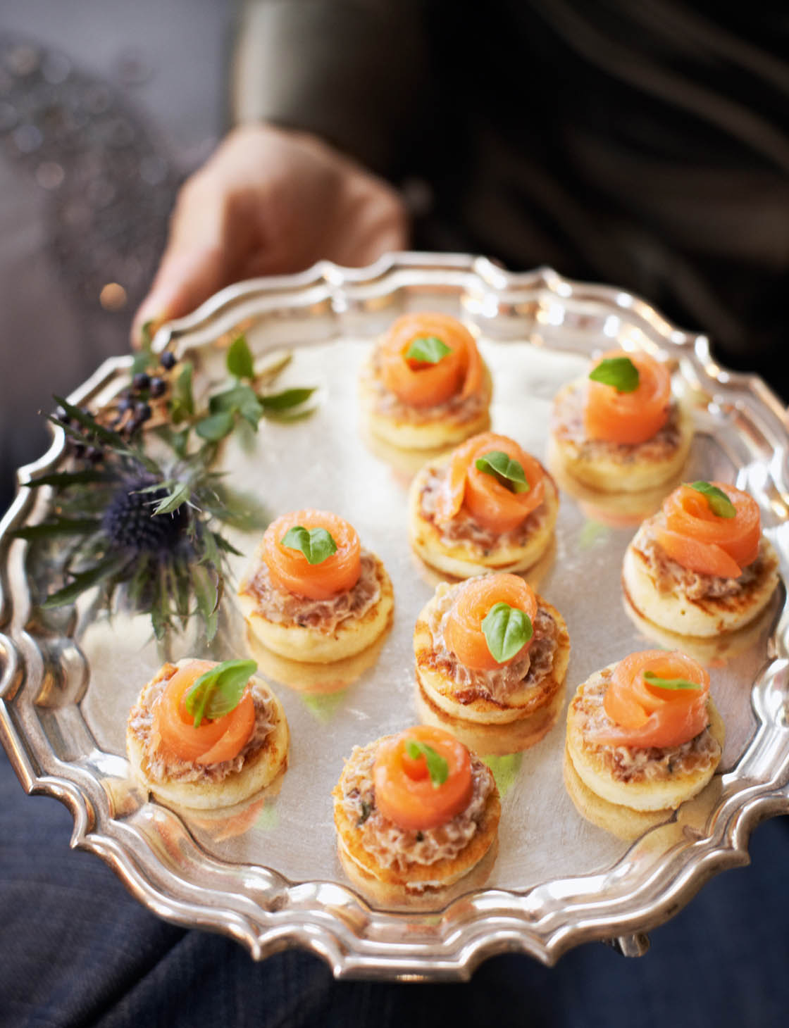 Mini basil and ricotta pancakes with salmon | Sainsbury`s Magazine