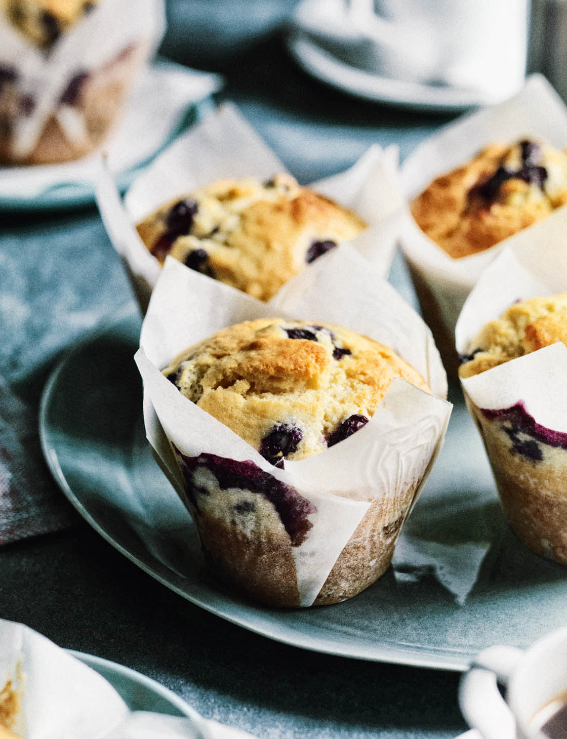 Blueberry, lemon and olive oil muffins Sainsbury's Magazine