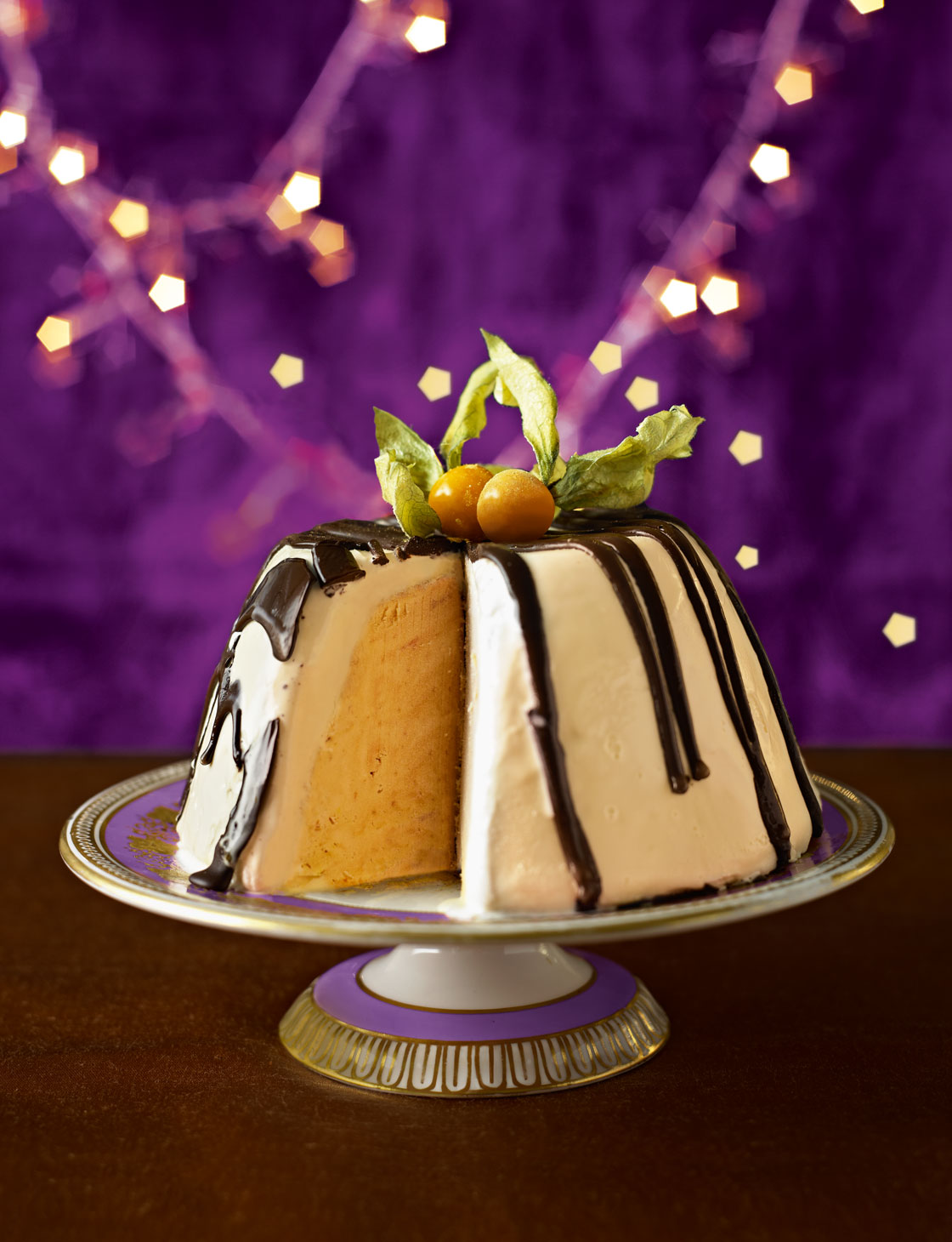 Blood orange and chocolate ice cream bombe Sainsbury`s Magazine