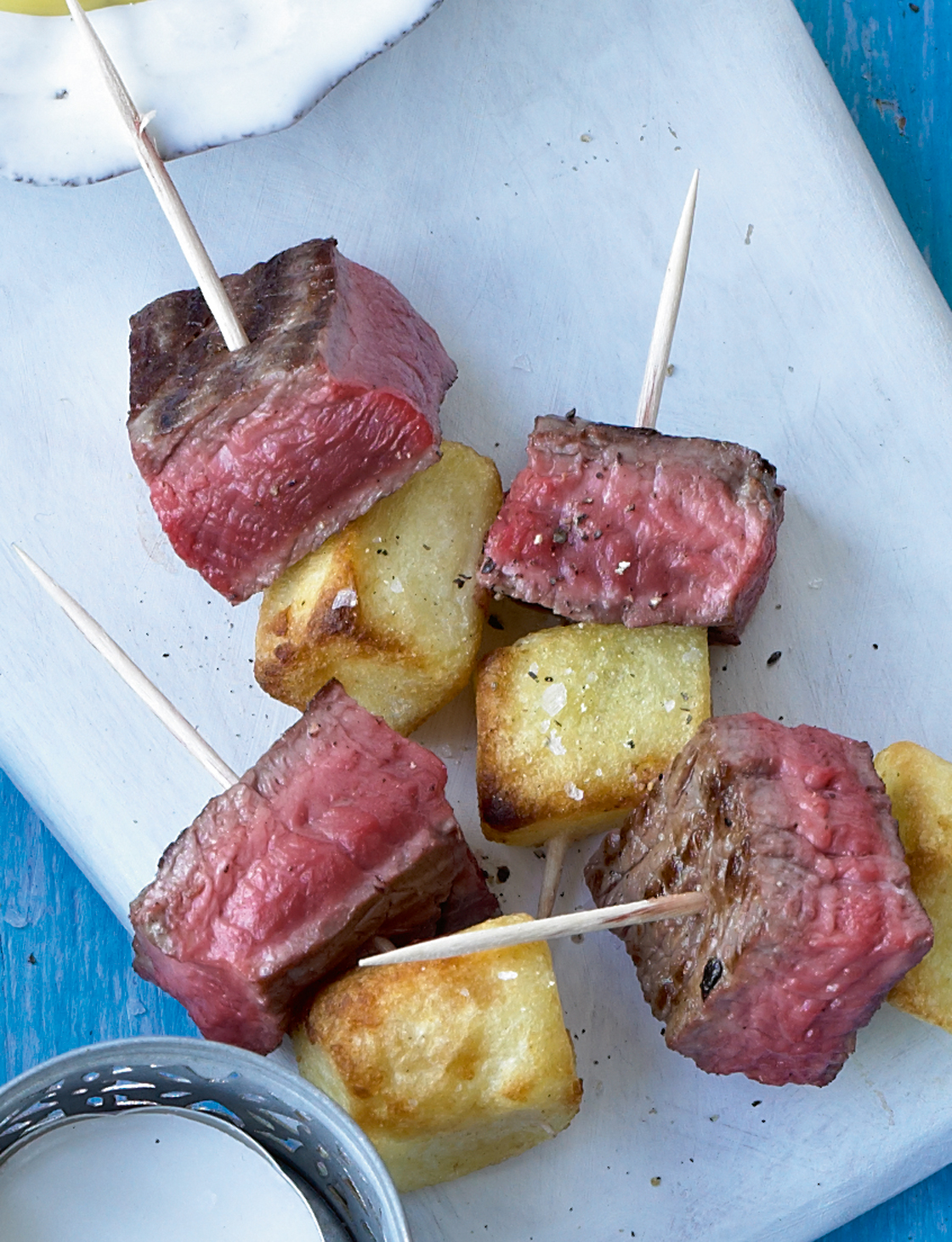 Steak and frites skewers Sainsbury`s Magazine