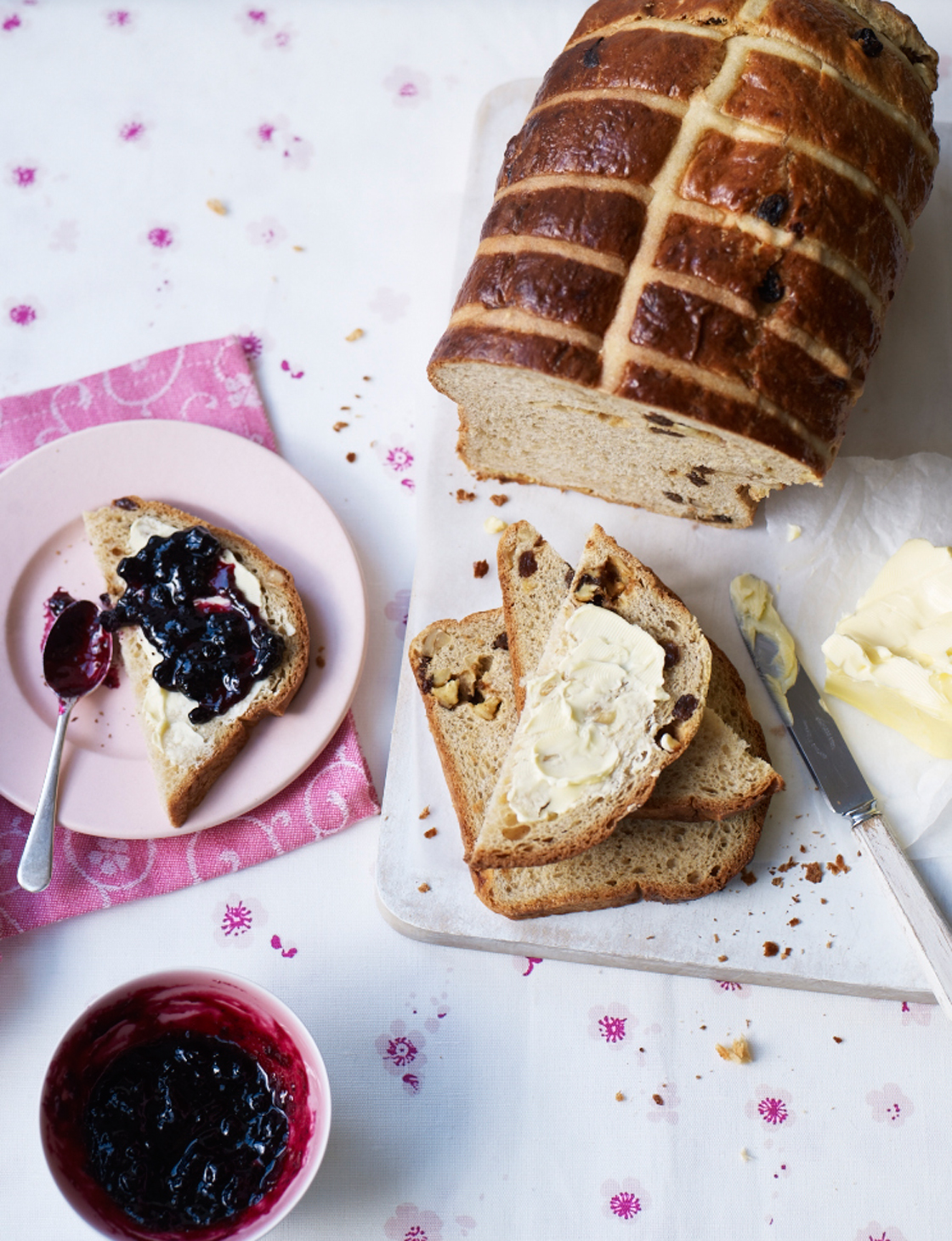 Sticky hot cross brioche loaf | Sainsbury`s Magazine