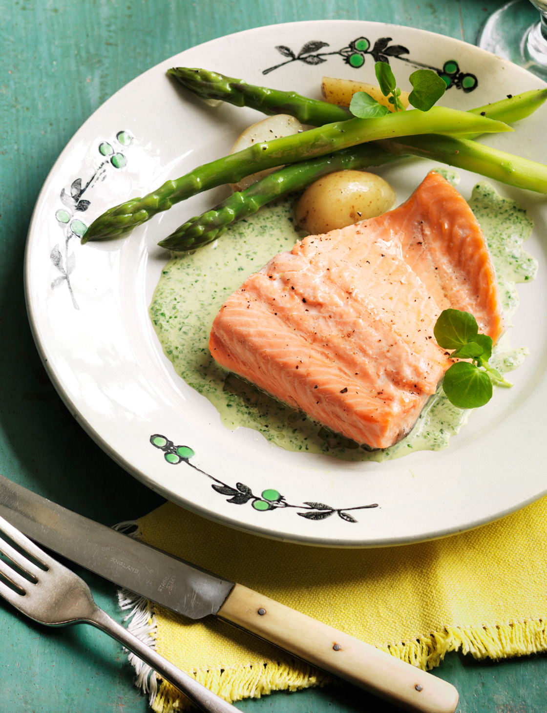 Poached trout with watercress sauce Sainsbury`s Magazine