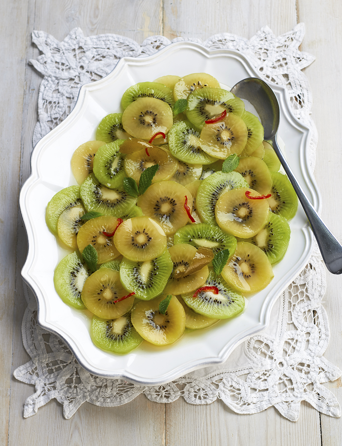 Kiwi fruit platter with chilli and lime syrup