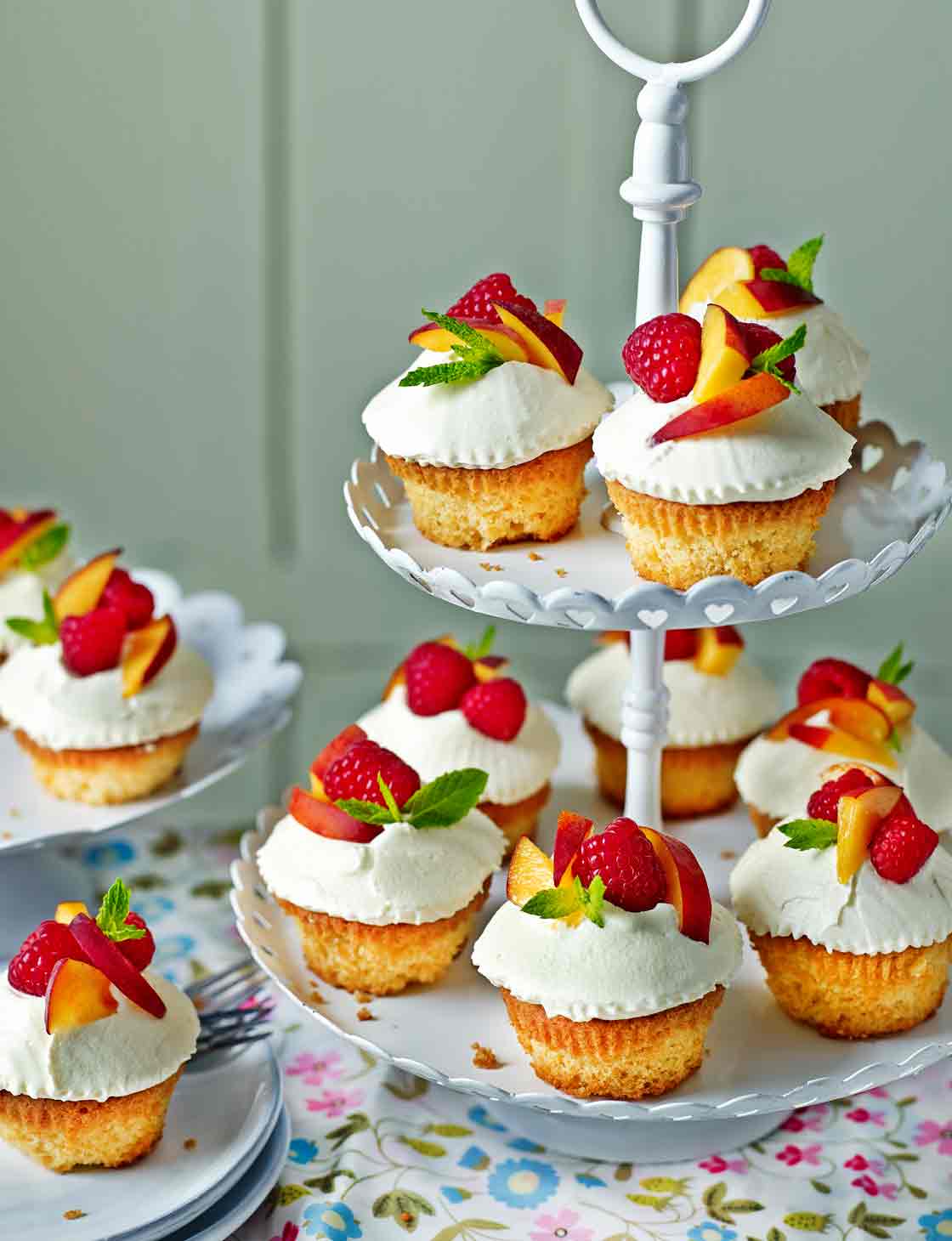 Peach melba cupcakes Sainsbury's Magazine