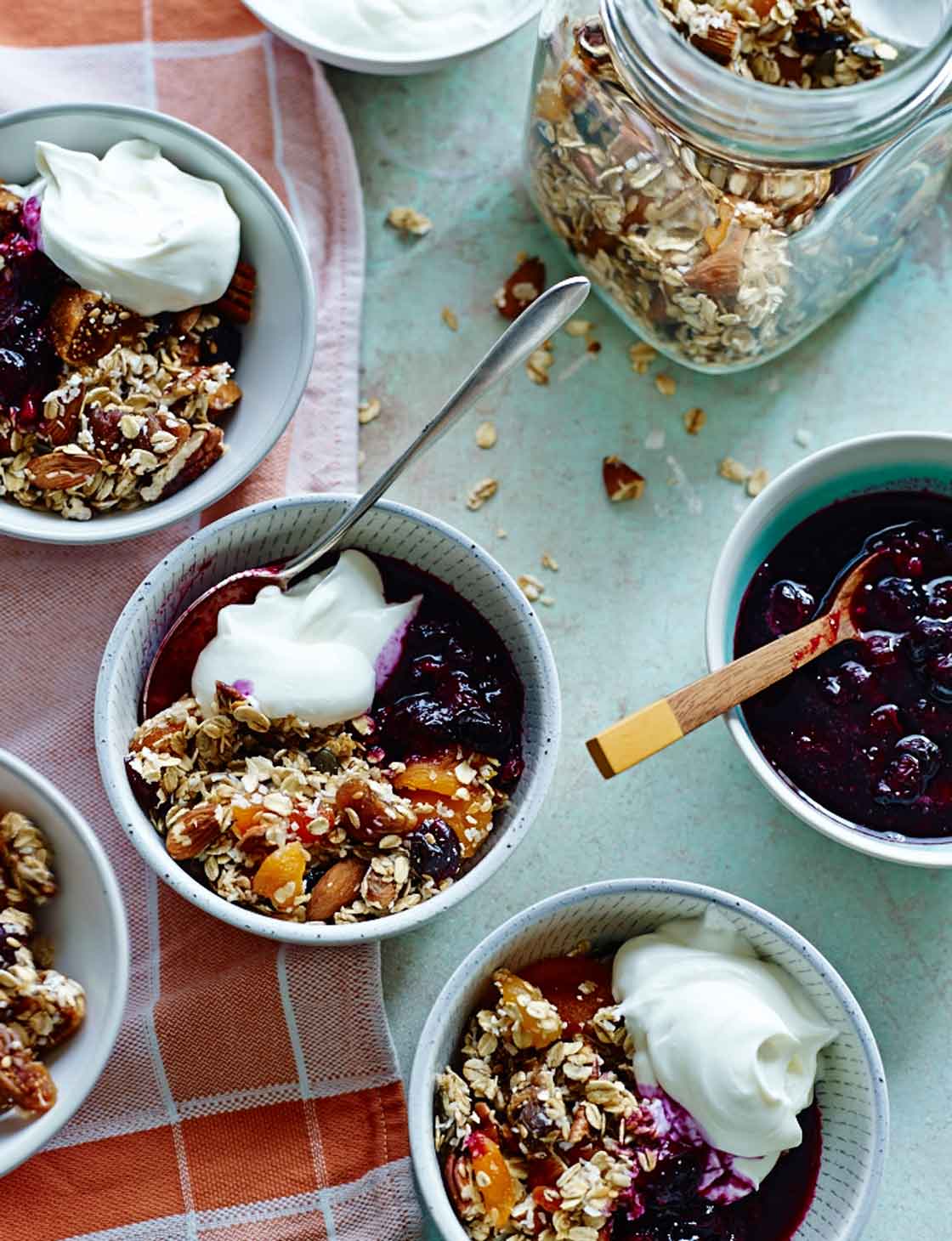Granola with blueberry compote Sainsbury's Magazine