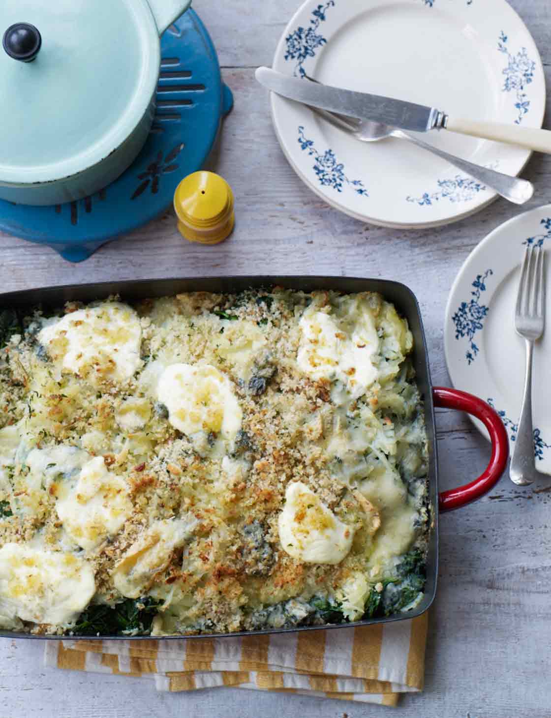 Two cheese, spinach and potato bake Sainsbury's Magazine