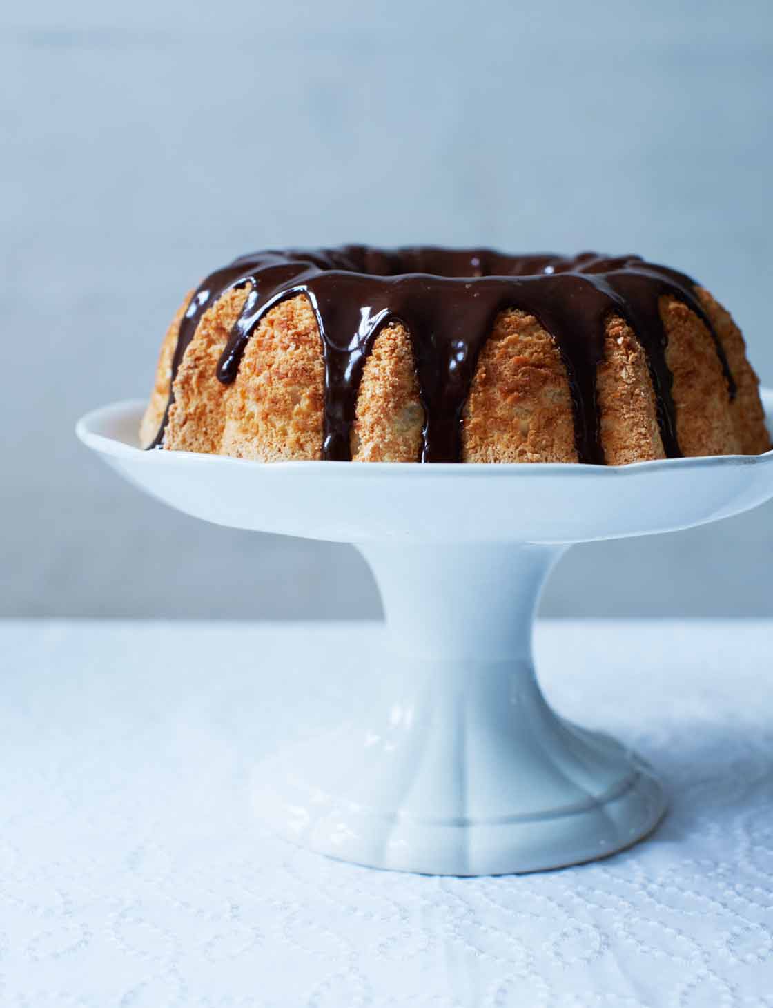 Angel food cake with dark chocolate ganache | Sainsbury`s Magazine