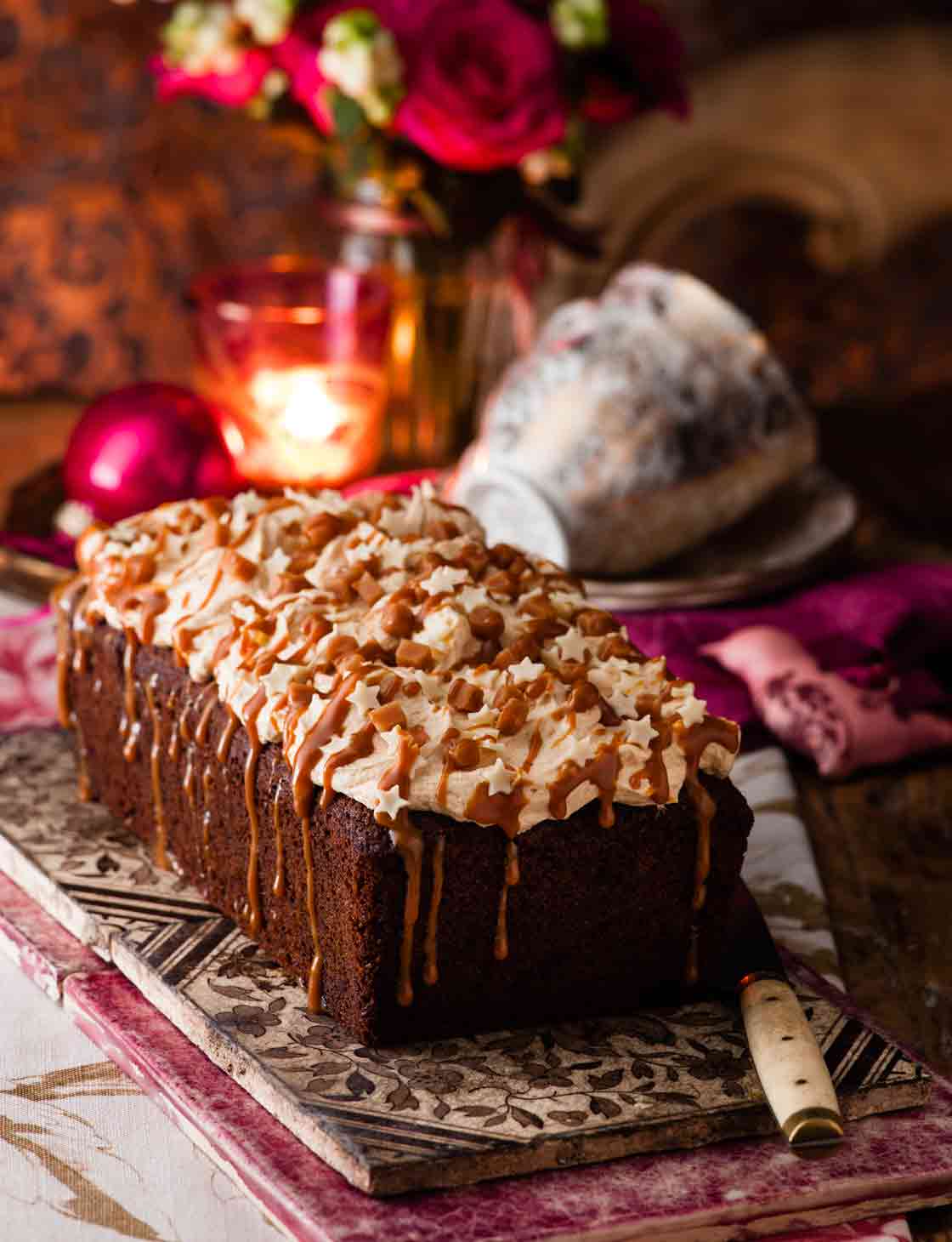 Butterscotch date loaf cake with caramel icing Sainsbury`s Magazine