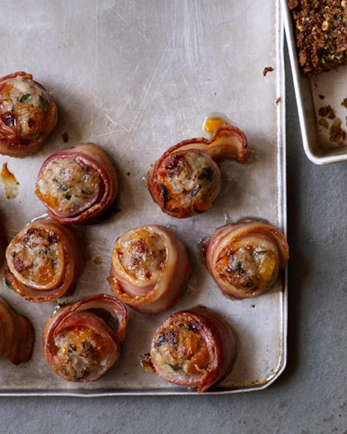 Pork, apricot and bacon stuffing balls Sainsbury`s Magazine