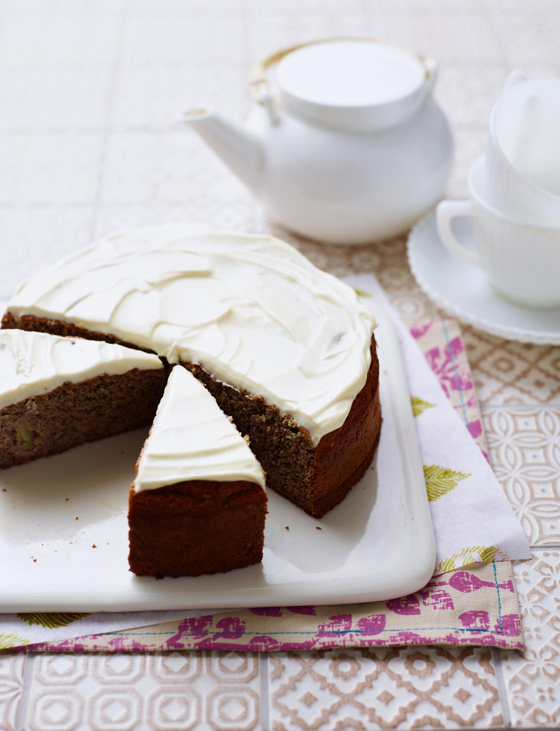 Banana and almond cake with cream cheese icing | Sainsbury`s Magazine