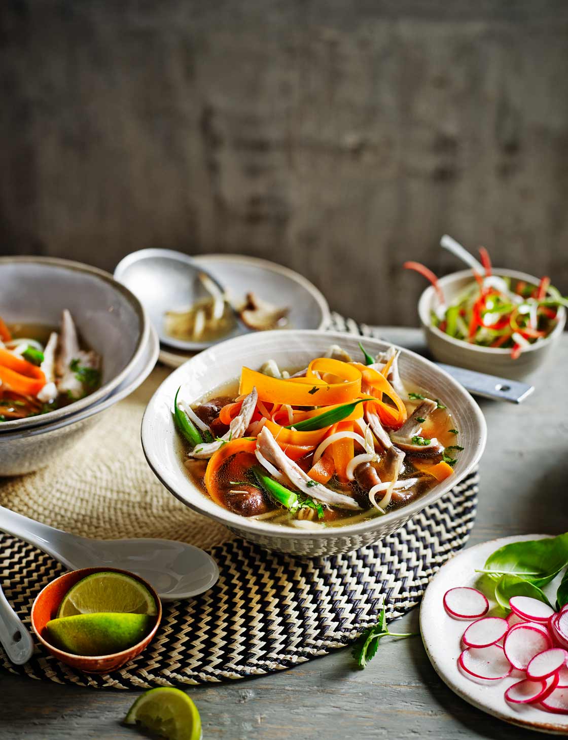 Chicken and shiitake mushroom pho with carrot noodles | Sainsbury`s Magazine