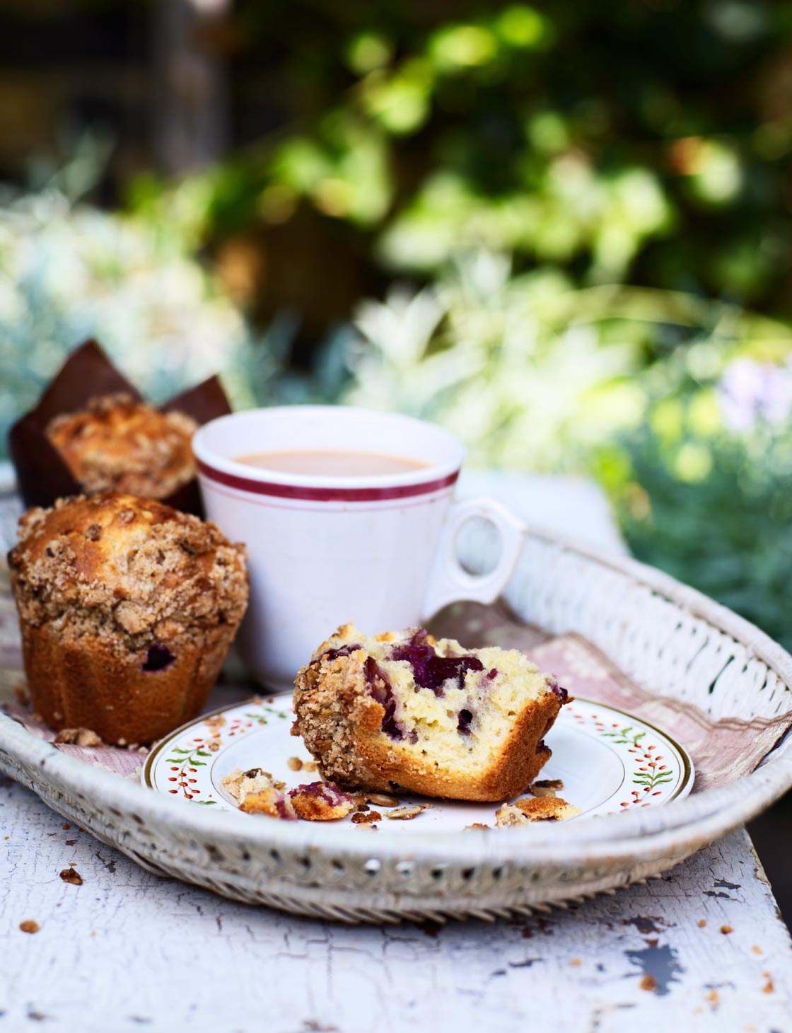 Cherry and lemon muffins with muesli crumble Sainsbury's Magazine