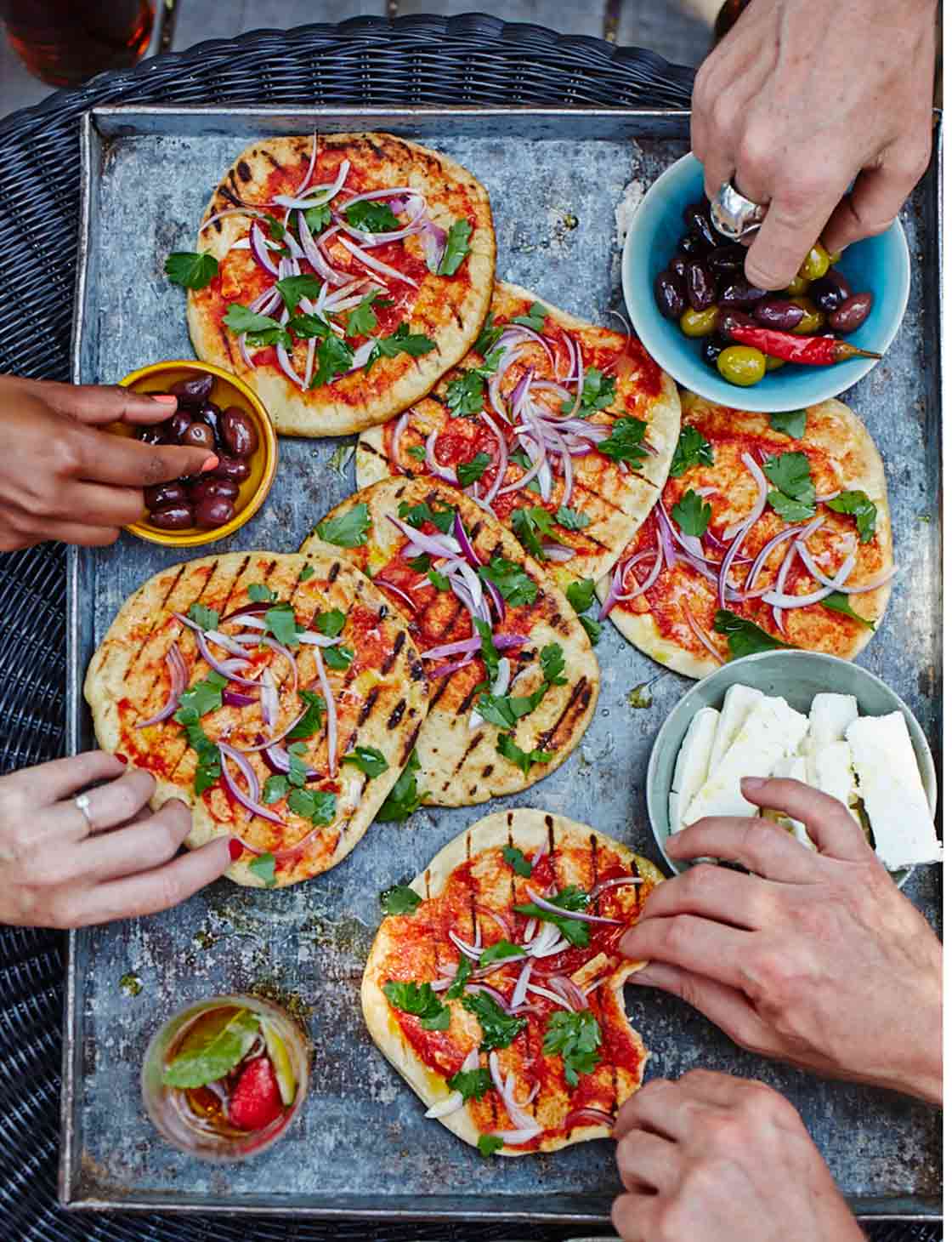 Tomato and red onion flatbreads Sainsbury's Magazine