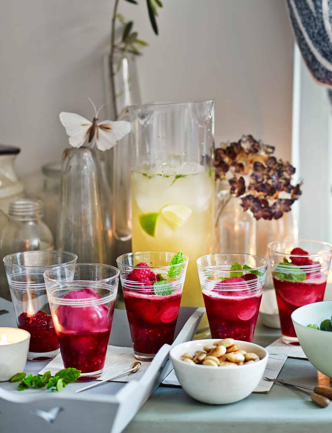 Rum, raspberry, pink grapefruit and lime slushies Sainsbury's Magazine