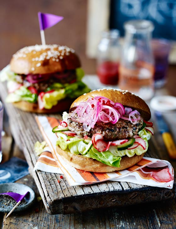 Vietnamese lamb burgers with pickled vegetables | Sainsbury`s Magazine