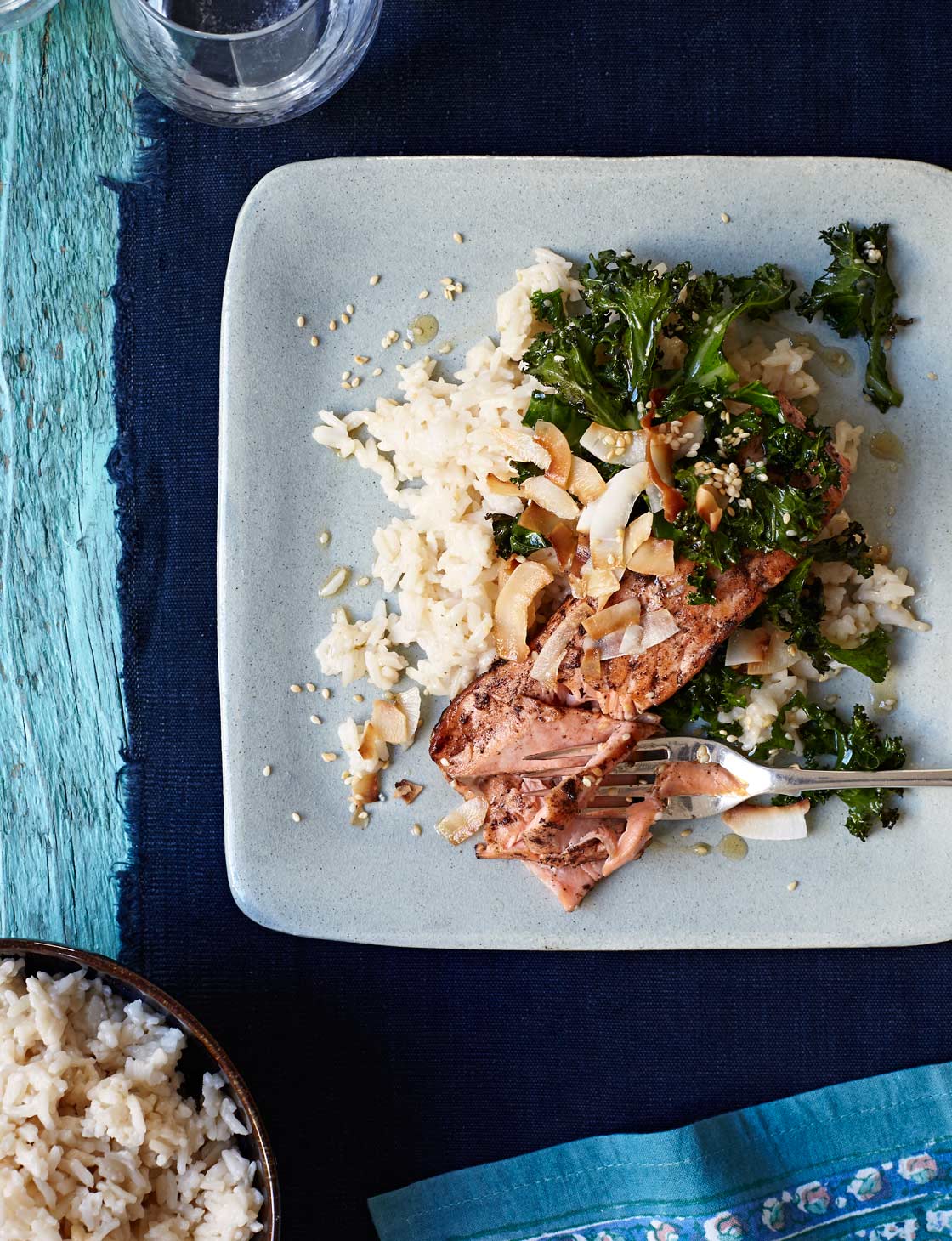 Spiced salmon with coconut rice | Sainsbury`s Magazine
