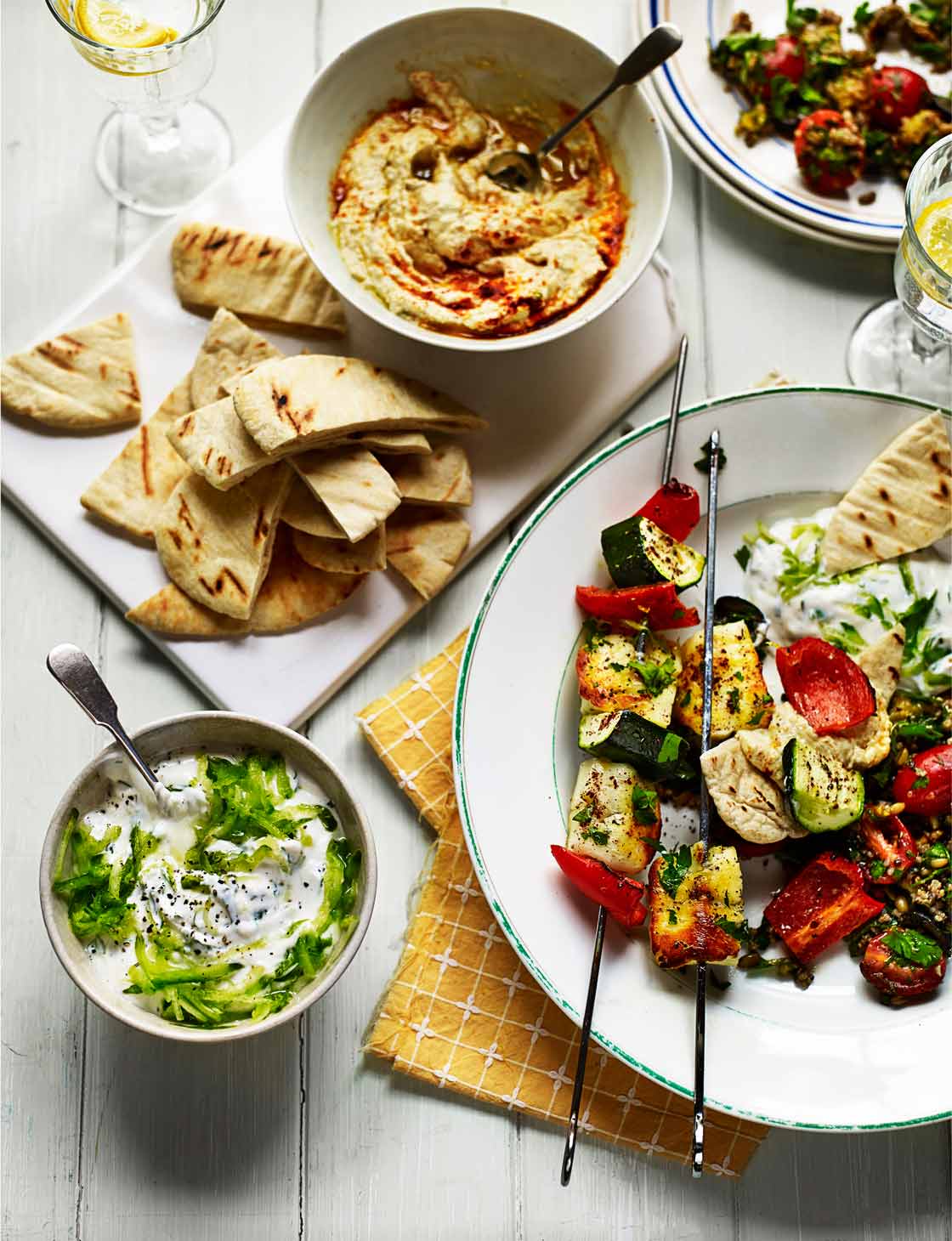 Halloumi and vegetable kebabs top