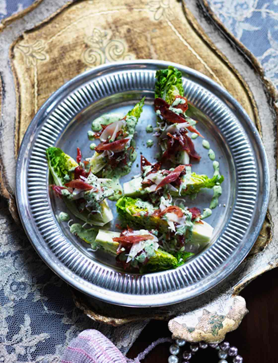 Lettuce wedge and candied bacon salad with green goddess dressing | Sainsbury`s Magazine
